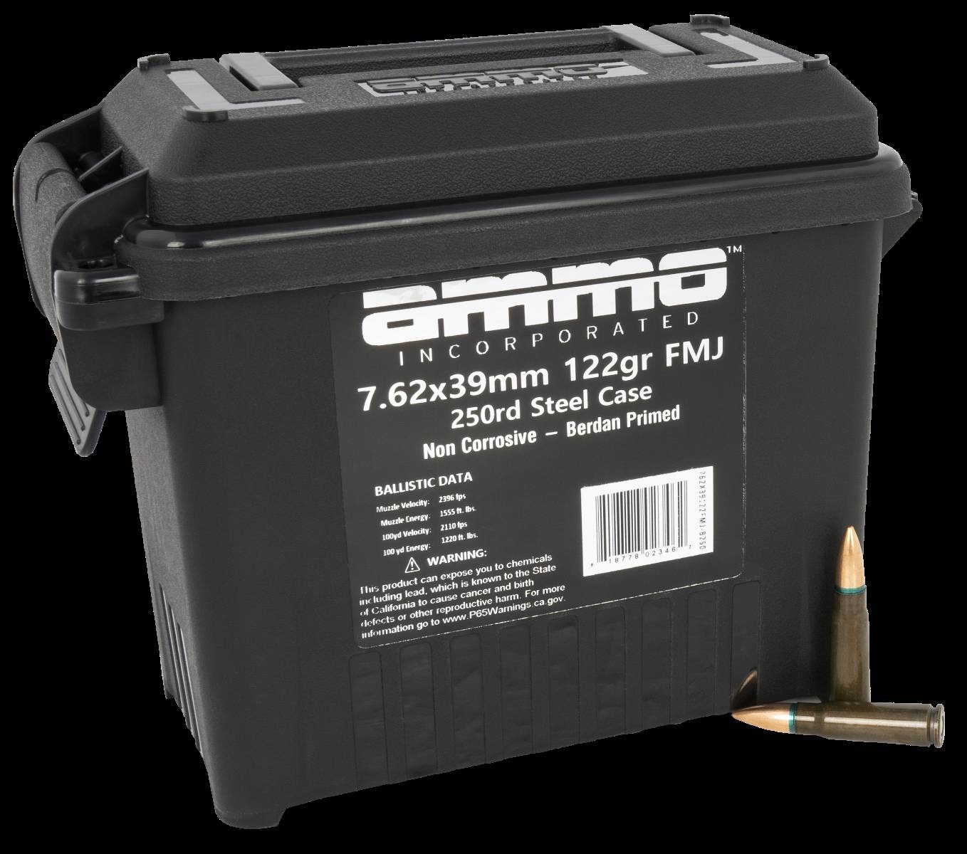 AMMO INC 7.62X39 122G FMJ 250RD CAN LOOSE
