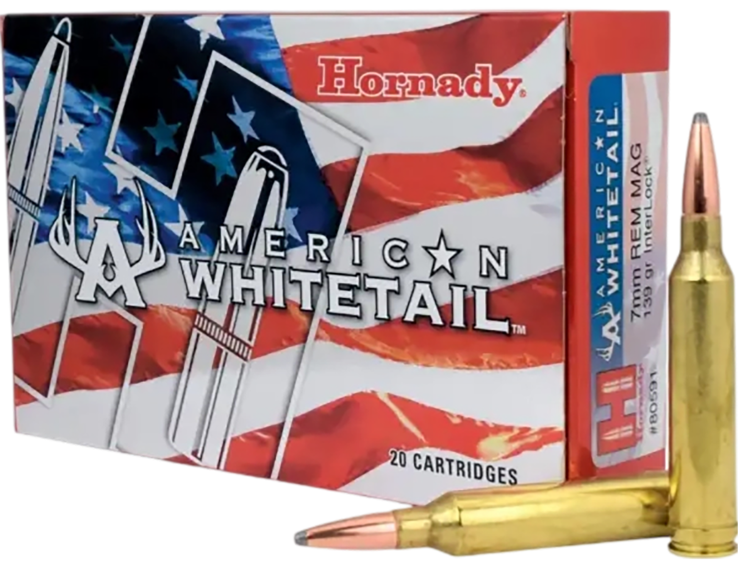 Hornady 80591 American Whitetail 7mmRemMag 139gr InterLock Spire Point 20 Per Box/10 Case