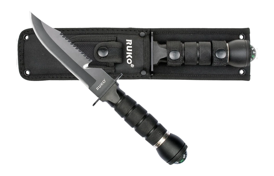Ruko 6" Survival Fixed Blade Knife with Compass