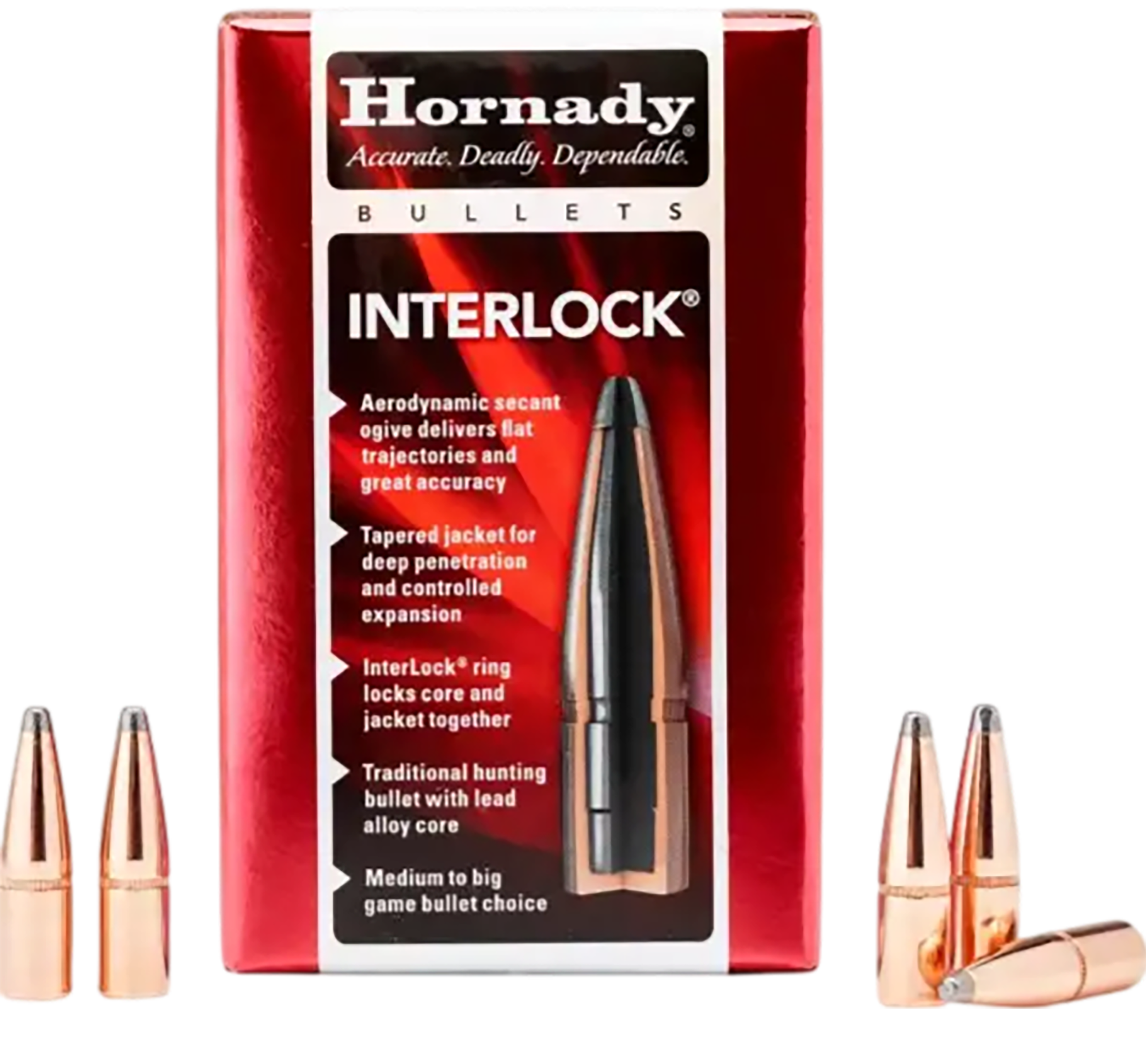 Hornady 3040 InterLock  30 Cal .308 165 gr Soft Point 100 Per Box/ 15 Case