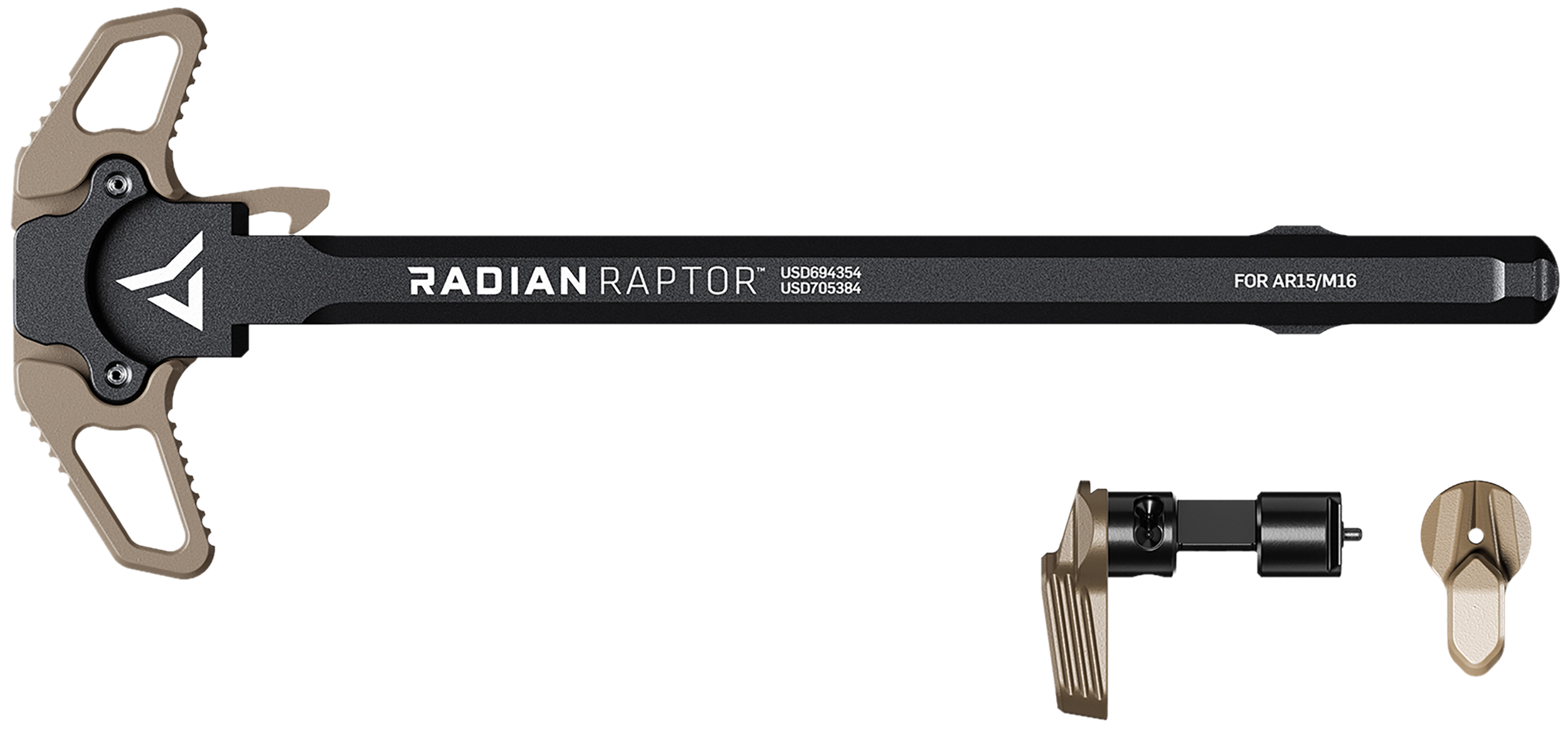 Radian Weapons R0299 Raptor Charging Handle & 45/90 Talon Safety, FDE, Ambi Controls, Fits Mil-Spec AR-15/M16 Platform