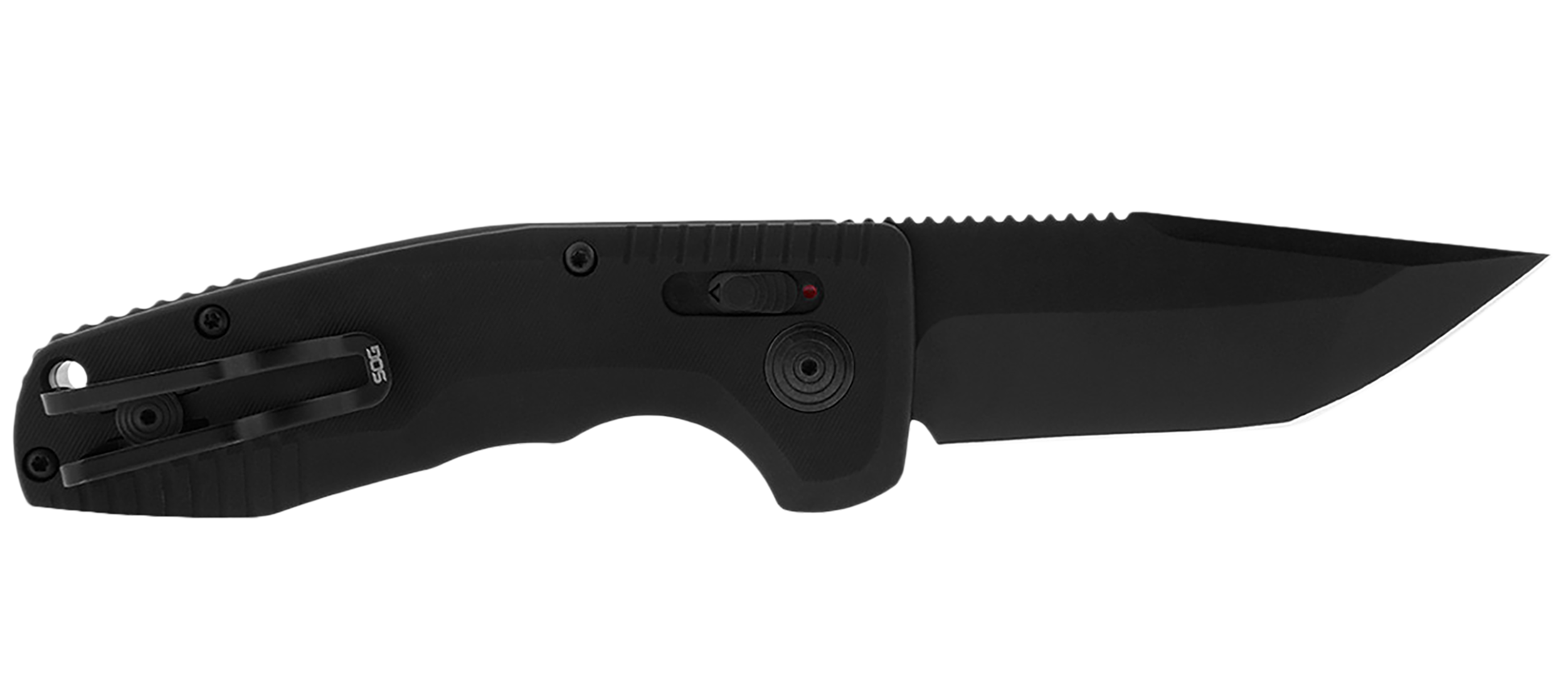 S.O.G SOG-15-38-09 SOG-TAC Auto Compact 2.94" Folding Tanto Plain Black TiNi Cryo D2 Steel Blade Black Micro-Textured Anodized Aluminum Handle Includes Pocket Clip