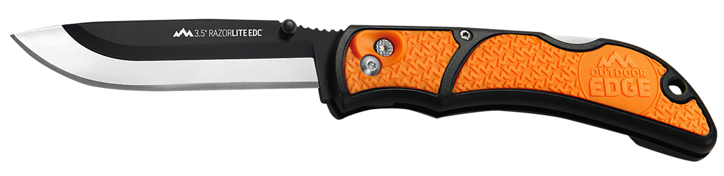 Outdoor Edge RLB30C RazorLite  3.50" Folding Drop Point Tanto Plain 420J2 SS Blade Black/Orange Polymer Handle
