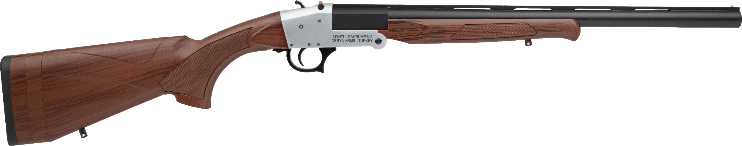 Rock Island TK113 Traditional Single Shot 12 Gauge with 20" Black Parkerized Barrel, 3" Chamber, 1rd Capacity, Silver Anodized Metal Finish & Woodgrain Synthetic Stock Right Hand (Full Size)