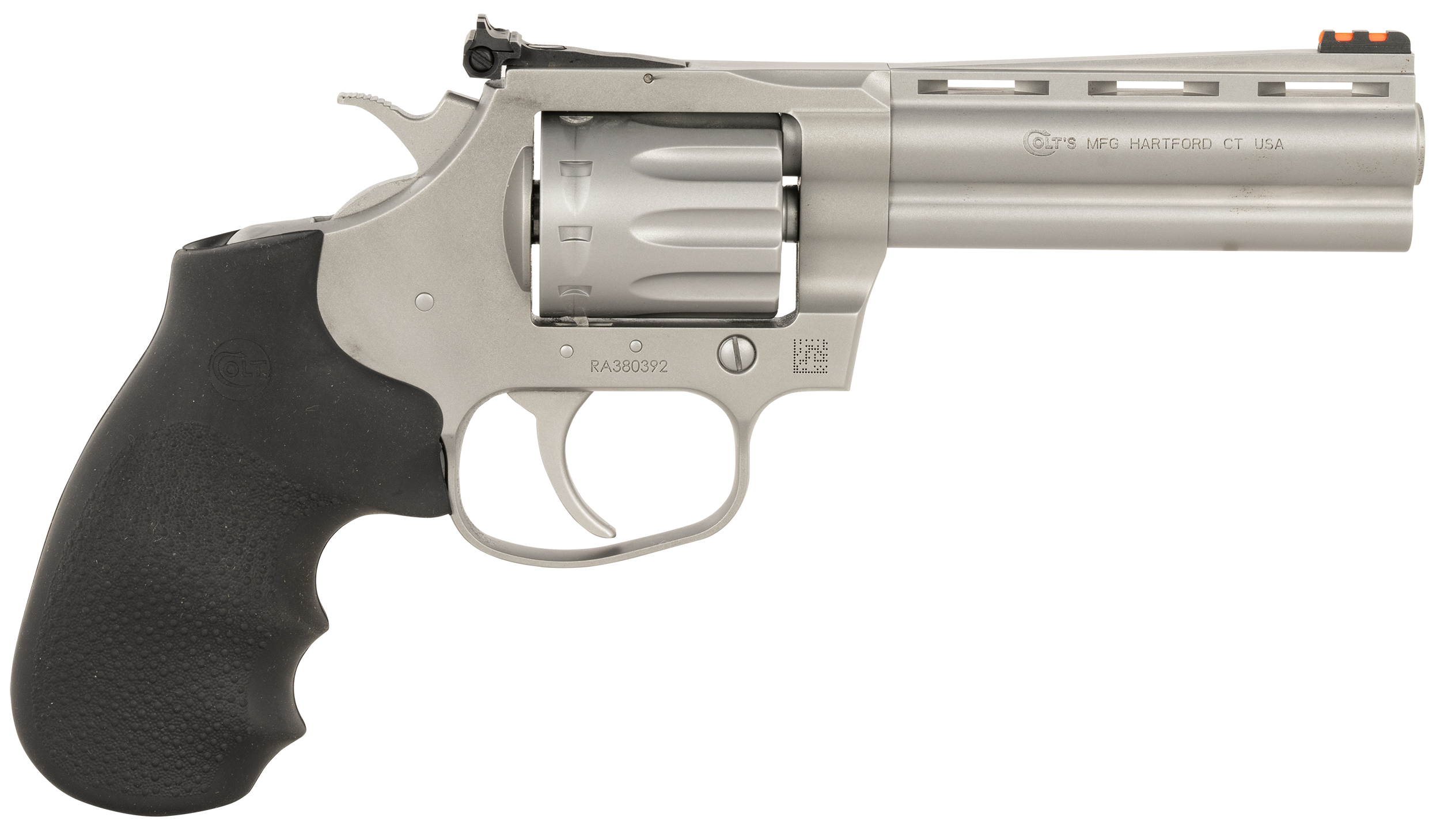 Colt Mfg KCOBRA22-SM4RFO King Cobra Target 22 LR 10 Shot 4.25" Matte Stainless Steel Vent Rib Barrel, Matte Stainless Stainless Steel Frame & Cylinder, Black Hogue Overmolded Grip, Exposed Hammer