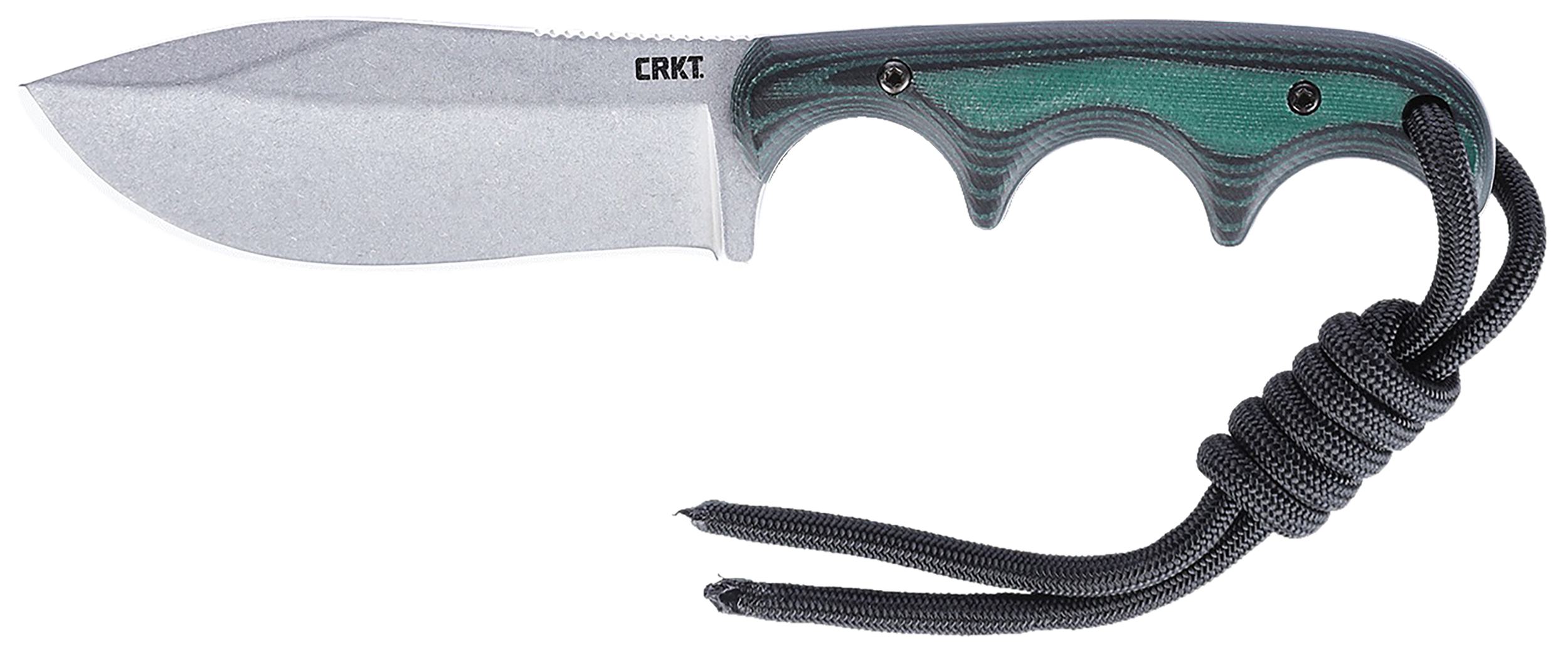 CRKT 2376 Minimalist Nessmuk Fixed Plain Stonewashed D2 Steel Blade, Green Micarta Handle