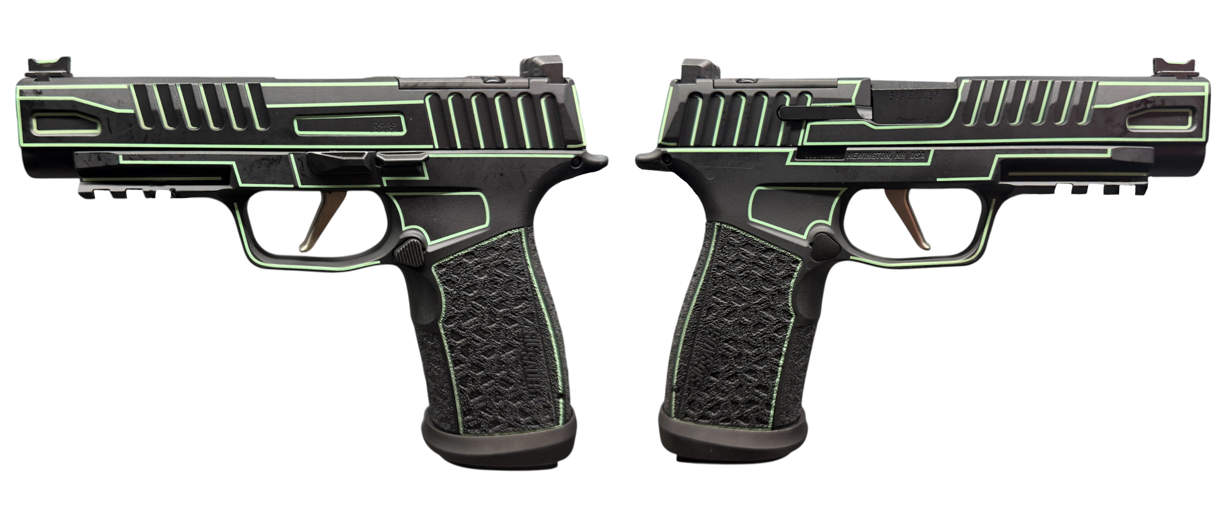 SIG SAUER P365 FUSE 9MM 4.3" BLACK/LIME GREEN OUTLINE O.R. 1-17RD, 2-21RD