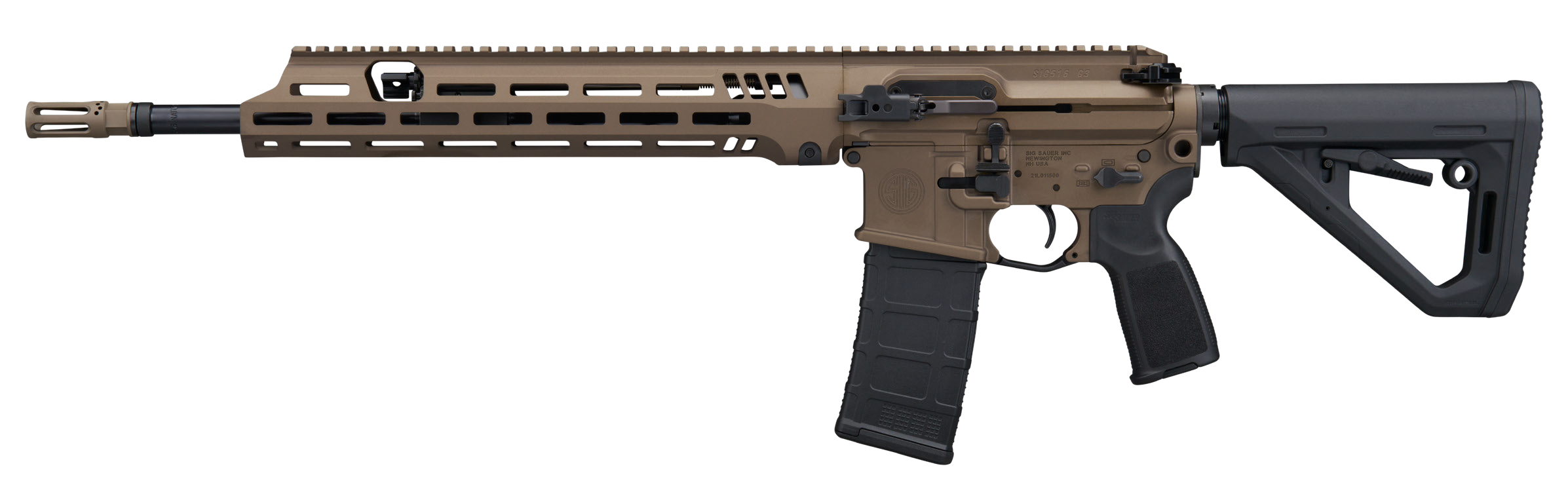 Sig Sauer R516G3556N16BBRZ 516 G3 5.56 NATO 30+1 16" Black Threaded Barrel, Bronze Cerakote Aluminum Receiver w/Picatinny Rail, M-LOK Handguard, Magpul DT Black Polymer Stock, AR Compatible Reduced An