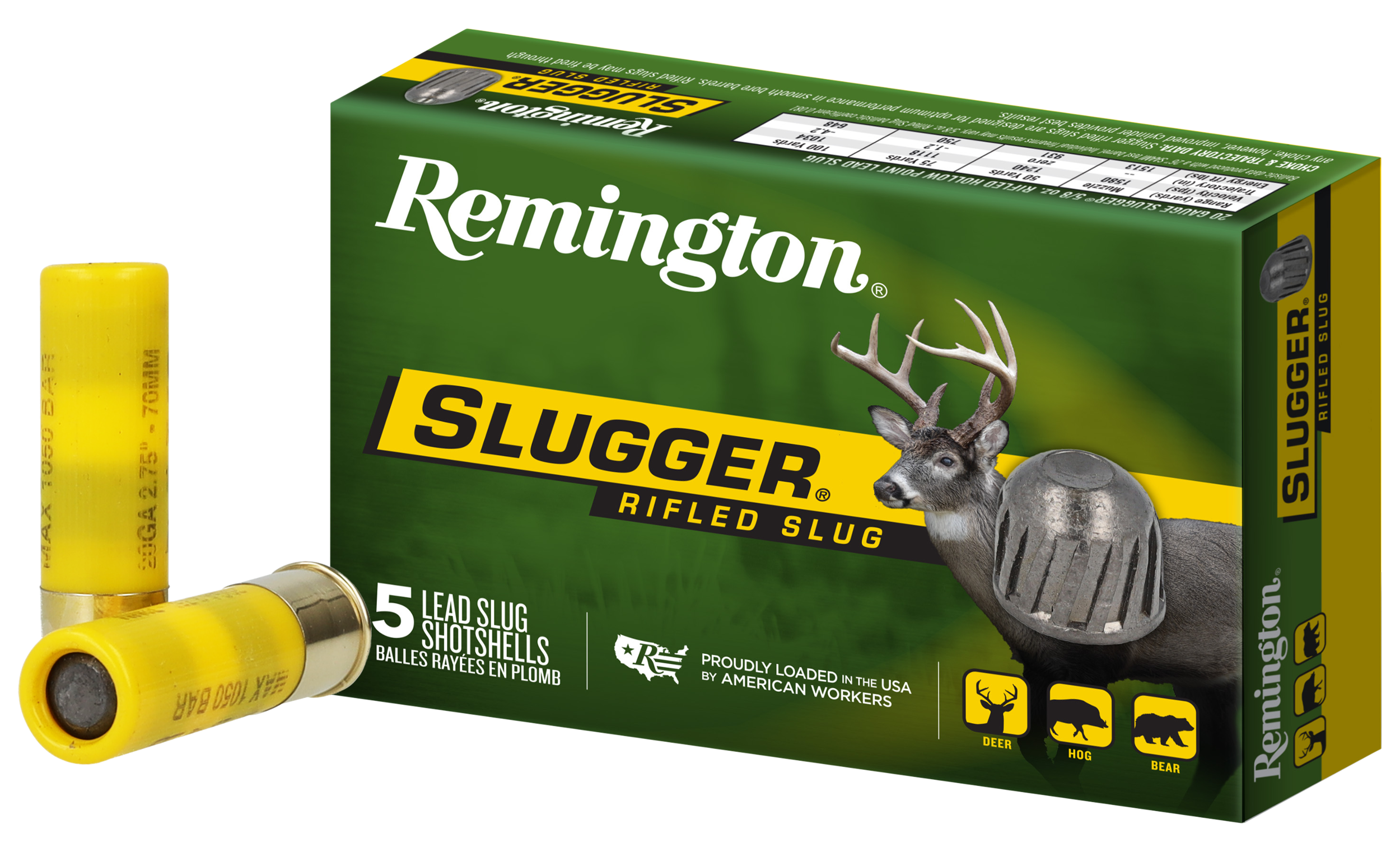 Remington Ammunition 20616 Slugger 20 Gauge 2.75" 5/8 oz Rifled Slug Shot 5 Per Box/ 50 Cs