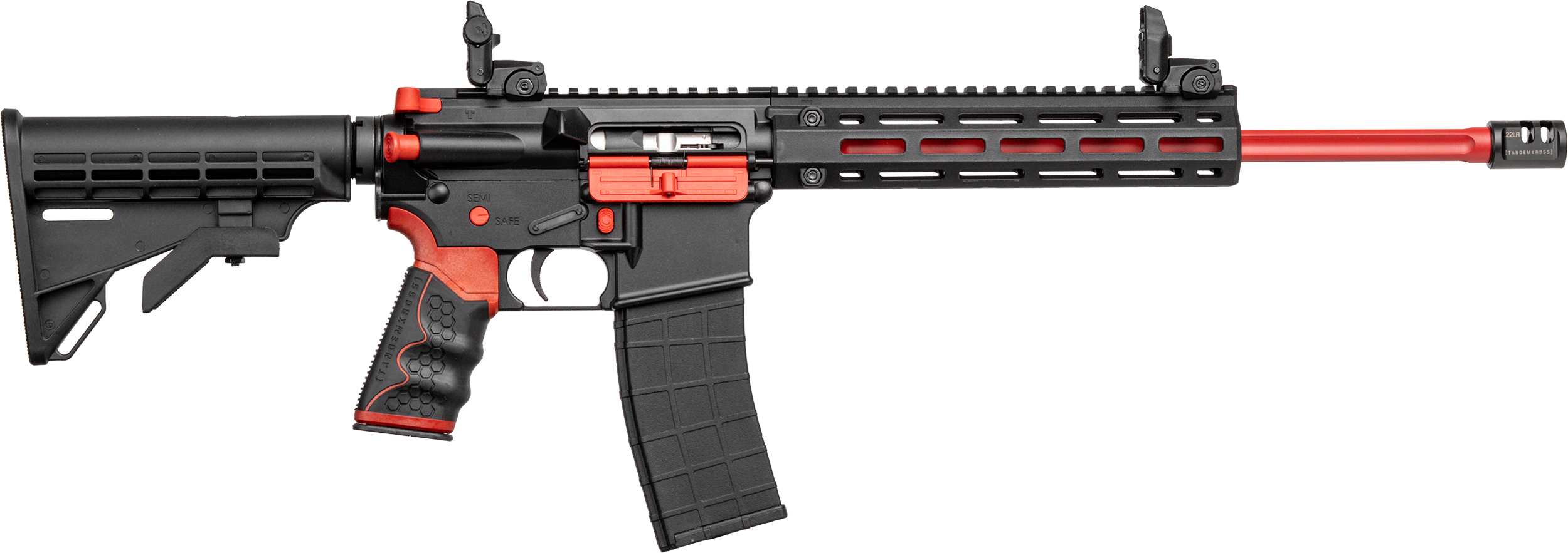Tippmann Arms A101111 M4 Redline MSR 22 LR 25+1 16" Red Parkerized Fluted Threaded Barrel, Matte Black/Red Aluminum Receiver w/Picatinny Rail, M-LOK Handguard, Black Adj CAR15 Polymer Stock, Red/Black