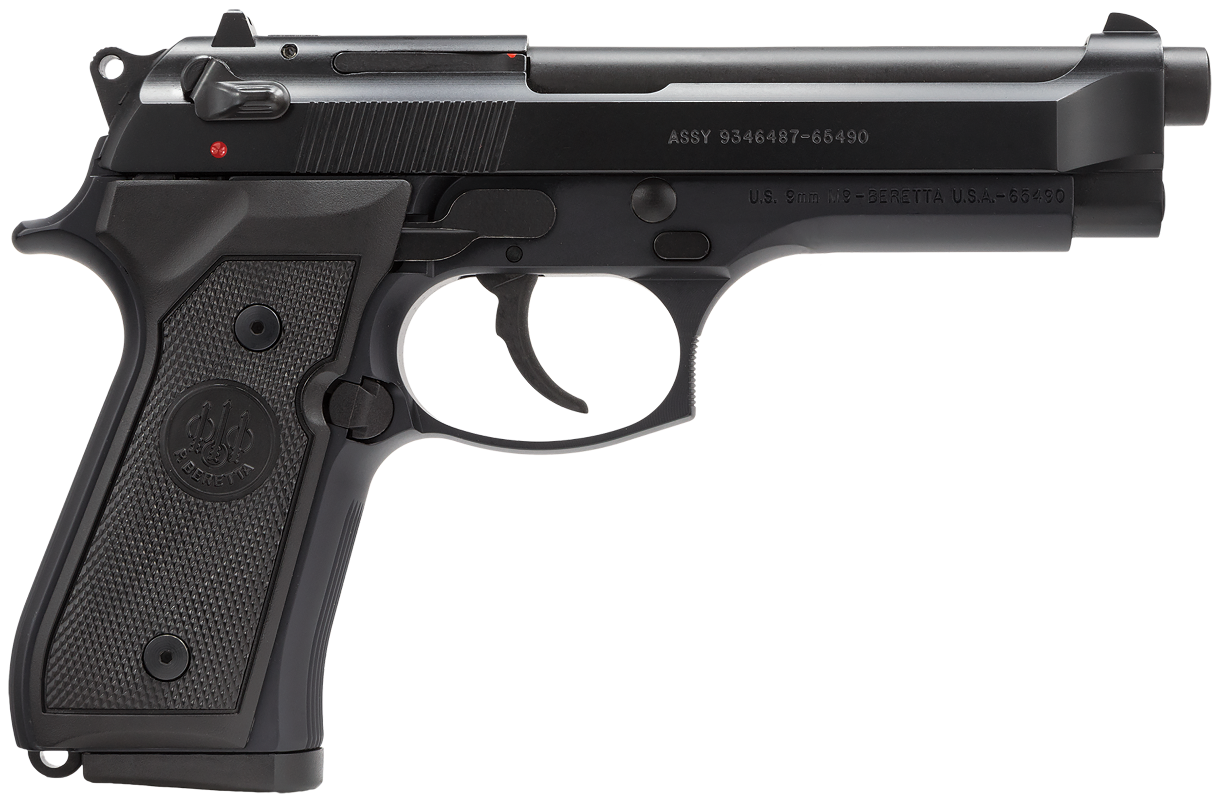 Beretta USA J92M9A0CA M9 *CA Compliant Full Size Frame 9mm Luger 10+1, 4.90" Steel Barrel, Black Bruniton Serrated Steel Slide & Aluminum Frame w/Beavertail, Ambidextrous