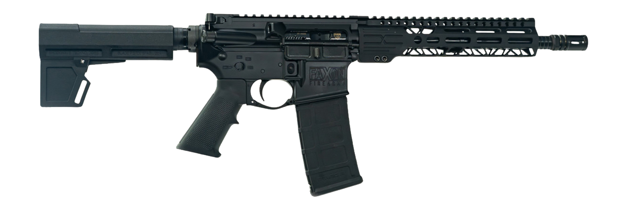 Faxon Firearms FXSPT3B105GA9 Sport  300 Blackout 30+1 10.50" Salt Bath Nitride Threaded Barrel, Aluminum Receiver w/Picatinny Rail, M-LOK Handguard, Black Polymer KAK Shockwave Pistol Brace, A2 Style