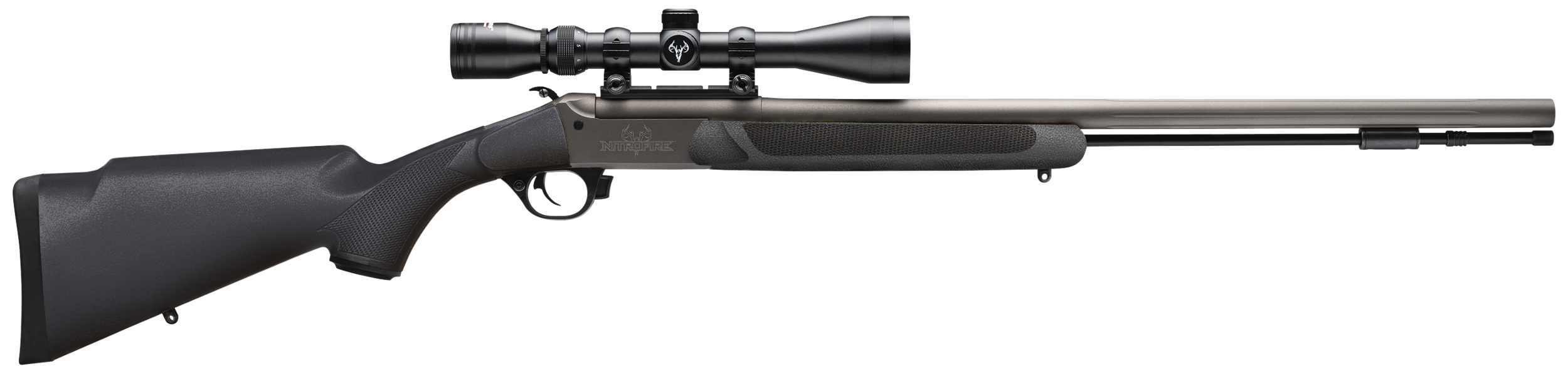 Traditions CR584110440 NitroFire w/Scope 50 Cal 209 Primer 26" Gray Cerakote Fluted & Tapered Barrel, Drilled & Tapped Receiver, Black Fixed Synthetic Stock, 3-9x40mm Duplex