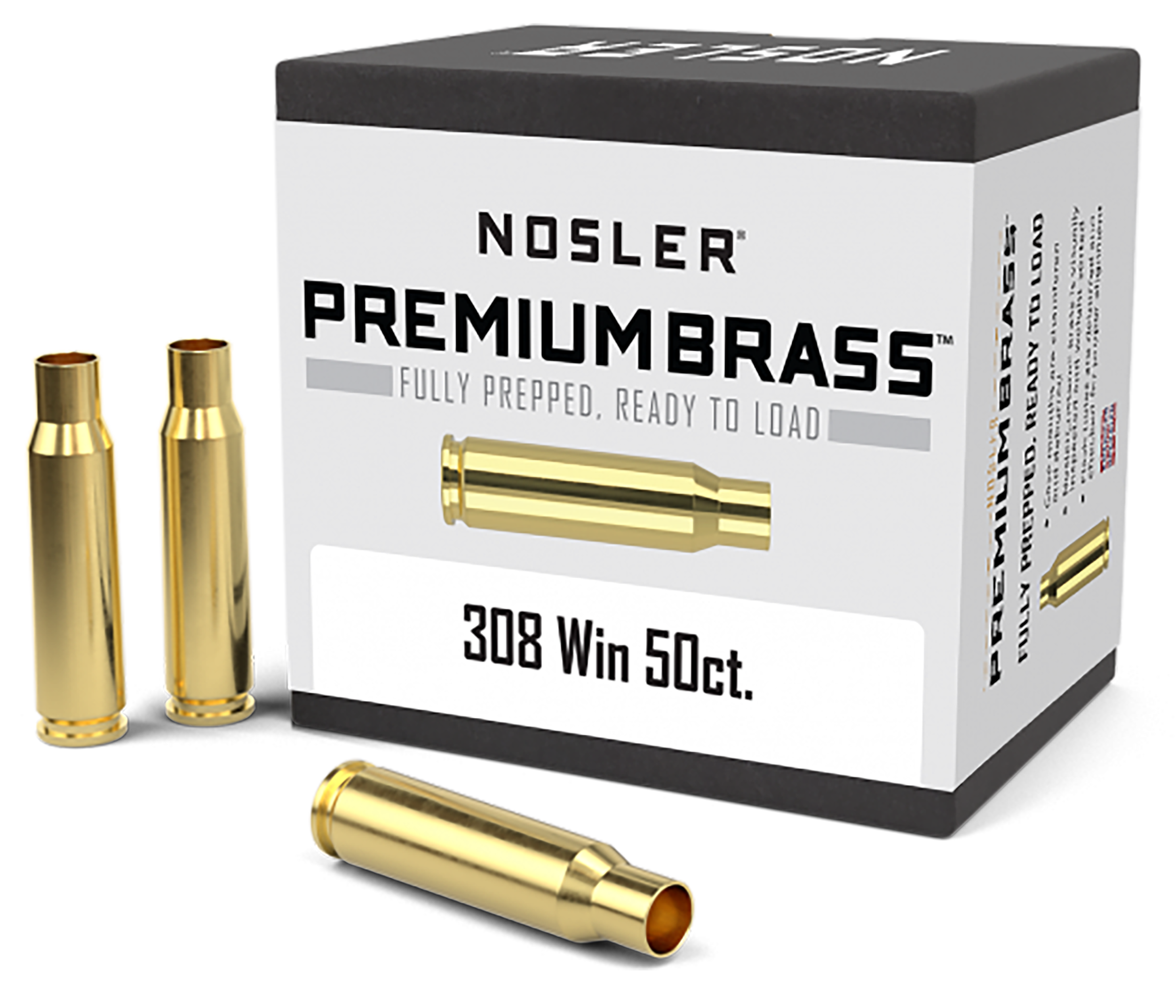 Nosler 10225 Premium Brass Unprimed Cases 308Win Rifle Brass 50/Box