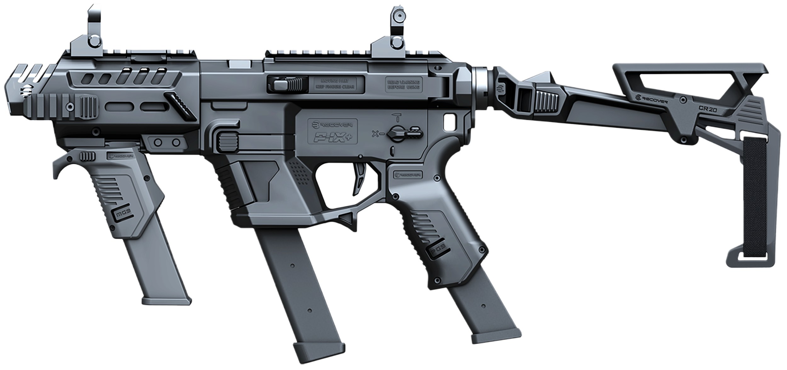 Recover Tactical PIXPMGFBR01 P-IX+MG PG9 SR20 Metal Front Guard Folding Brace Black