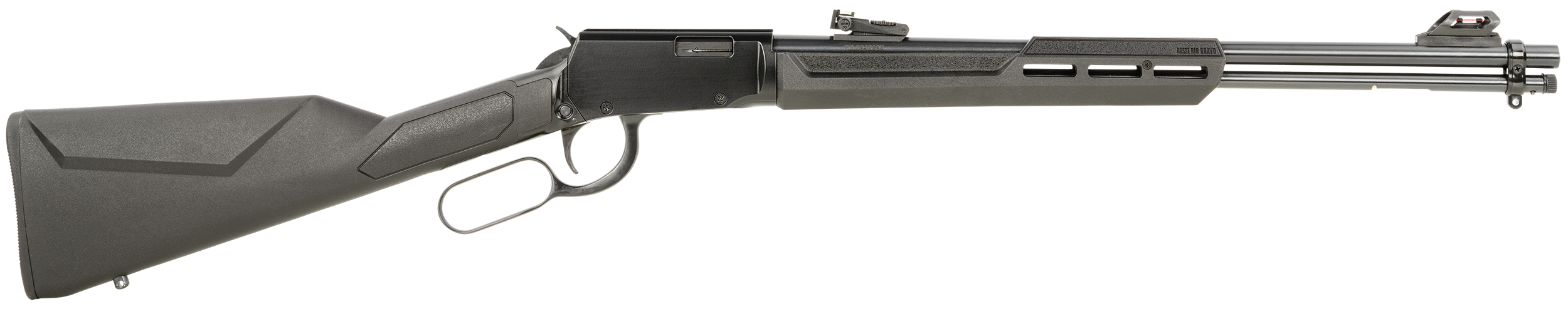 Rossi RL22W201SY Rio Bravo  Lever Action 22 WMR 12+1 20" Round Barrel, Black, Polished Rec/Barrel, Synthetic Stock, Fiber Optic Sights