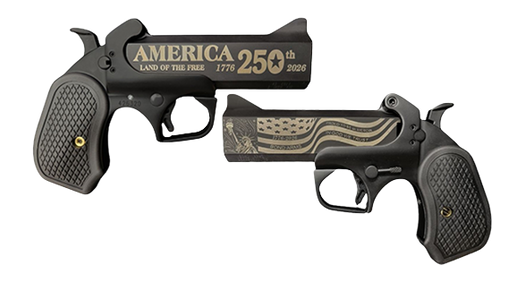 Bond Arms BA250TH-BLK-45/410 America 250th Anniversary 45 Colt/410 Gauge 2 Shot 4.25" Black Cerakote Engraved Barrel Black Cerakote Stainless Steel Frame Black Extended B6 Resin Grips Right Hand