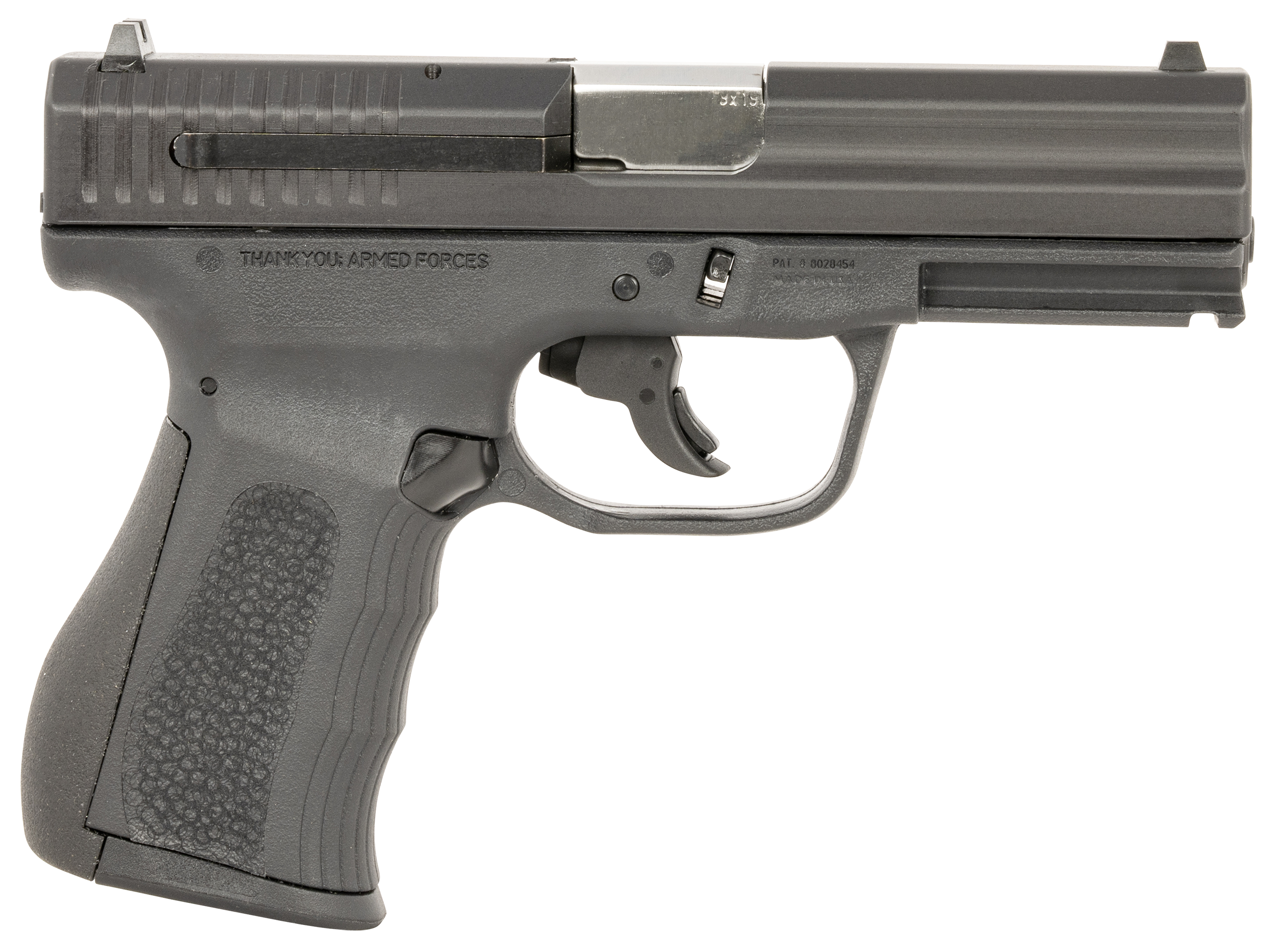 FMK G9C1G2BSSCMS 9C1 G2 *CA/MA Compliant Compact Frame 9mm Luger 10+1 3.87" Black Stainless Steel Barrel, Black Serrated Carbon Steel Slide, Black Polymer Frame w/Picatinny Rail, Black Backstrap Grip