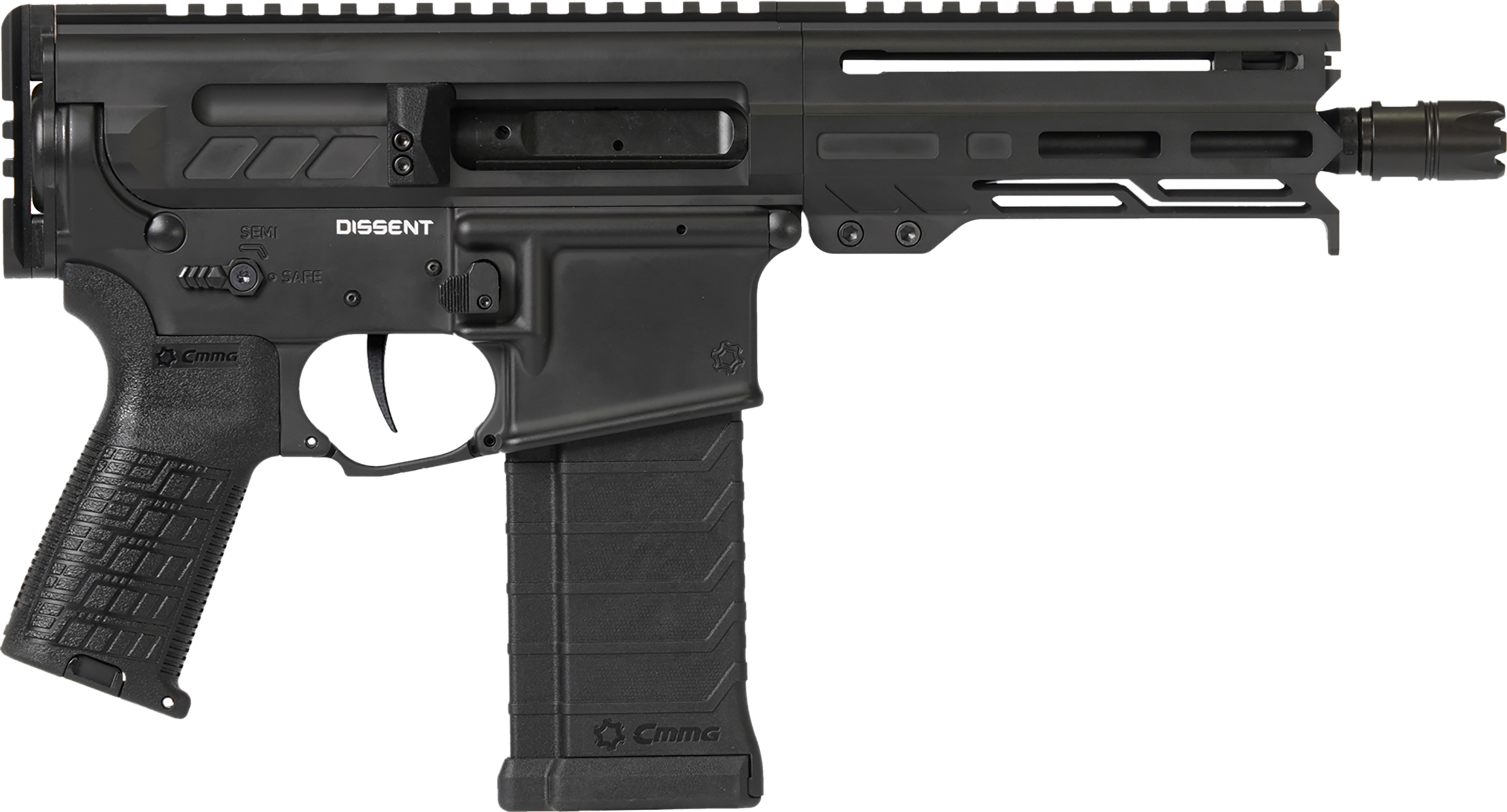 CMMG 54AA847AB Dissent  5.7x28mm 32+1 6.50", Black Cerakote Rec, OEM Grip, Picatinny Buffer Adapter, Zeroed Drop-In Single Stage Trigger