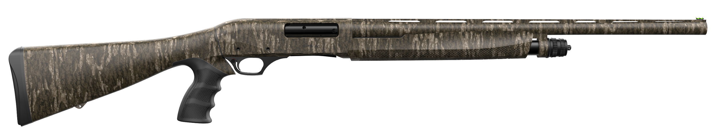 Retay USA GPSXLTRPGCBTL24 GPS XL Turkey 12 Gauge 24" 3.5" 4+1, Mossy Oak New Bottomland, Pistol Grip Stock, Fiber Optic Sight
