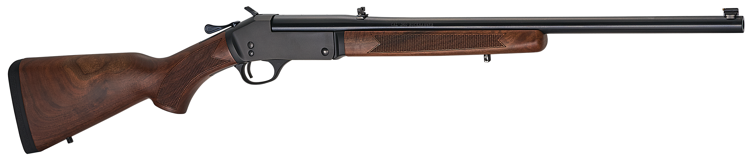 Henry H015360BH Single Shot  Full Size 360 Buckhammer 1rd 22" Blued Single Shot Barrel, Blued Drilled & Tapped Stainless Steel Receiver, American Walnut Stock, Right Hand