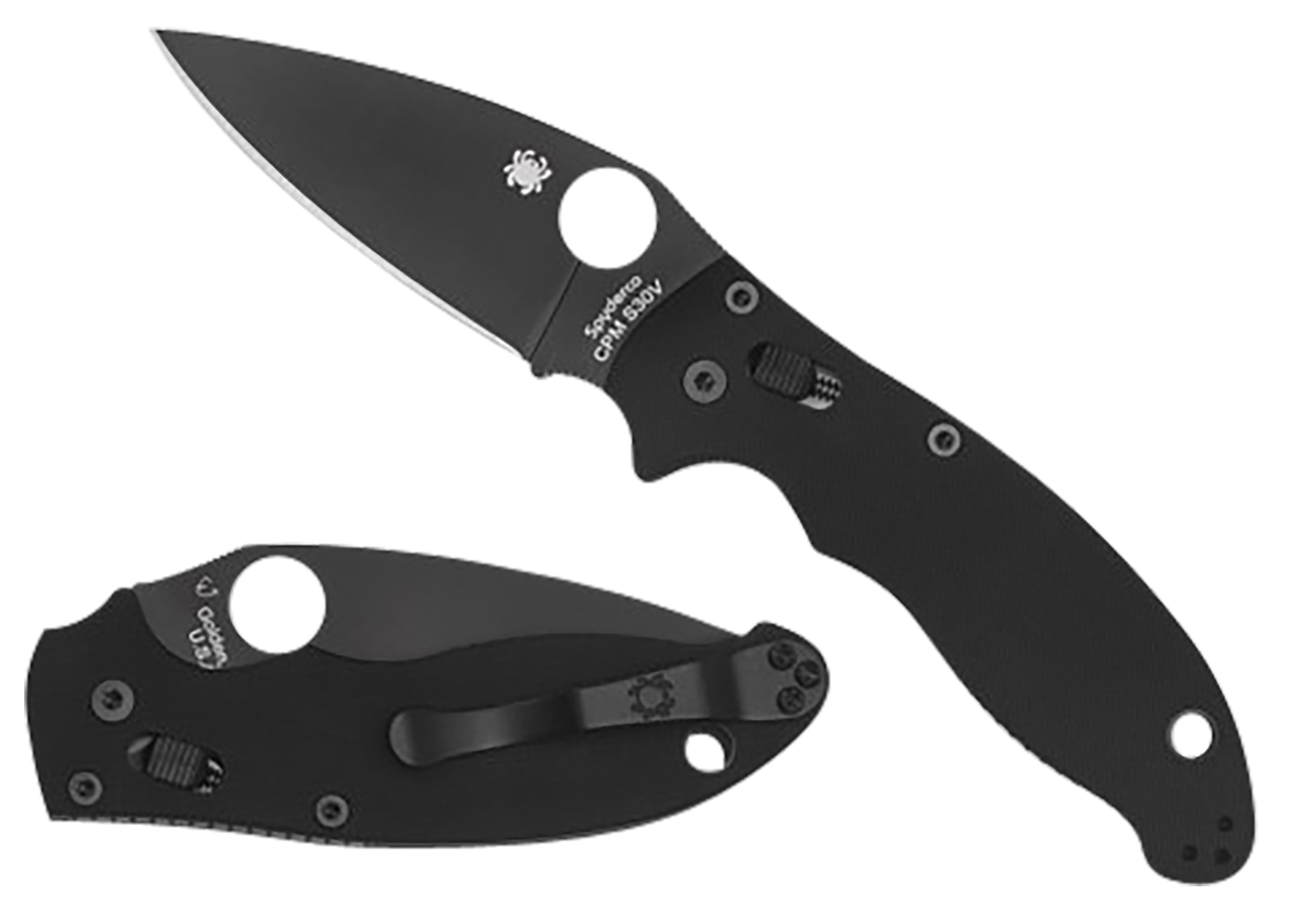 Spyderco C101GPBBK2 Manix 2 3.37" Folding Plain Black DLC CPM S30V SS Blade/Black Bi-Directional Texturing G10 Handle Includes Pocket Clip