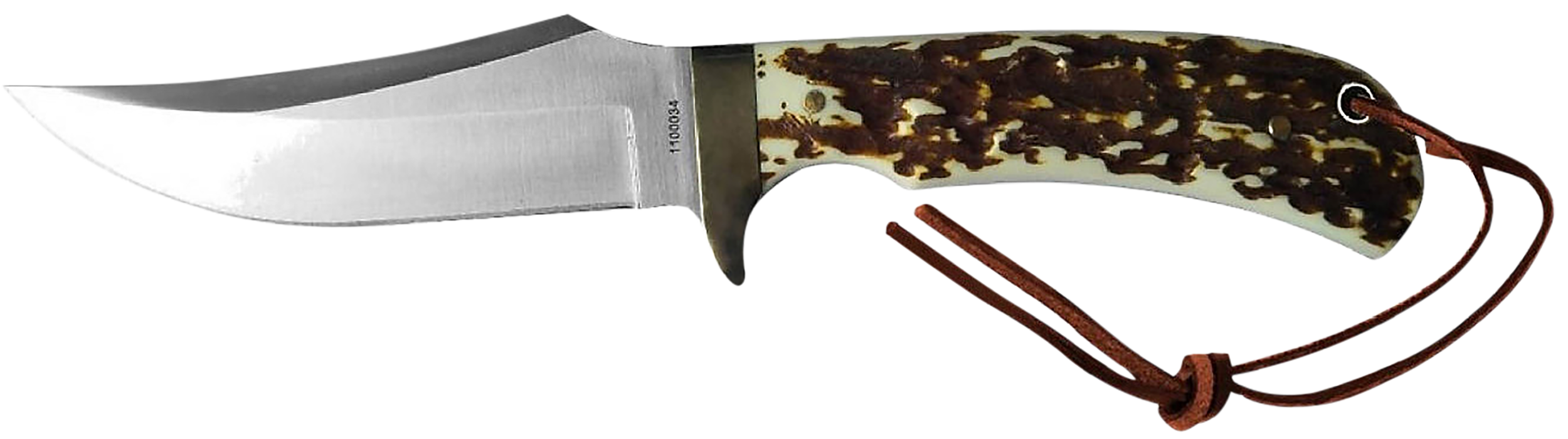Uncle Henry old 1100035 Next Gen Staglon 4.25" Skinner Plain Satin Stainless Steel Blade 4.25" Staglon Handle Features Brass Finger Guard Includes Sheath