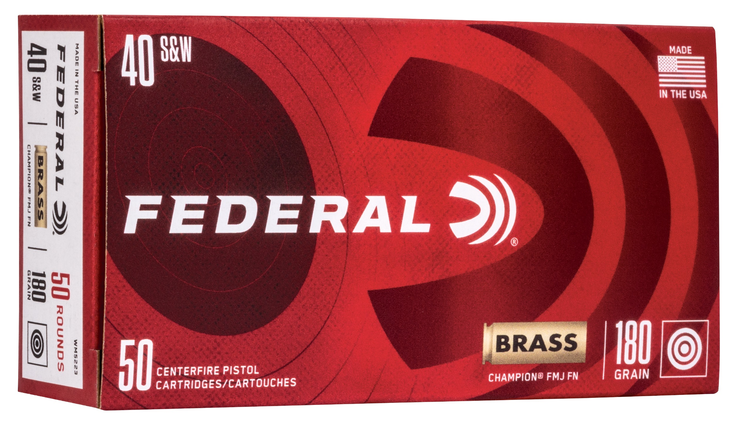 Federal WM5223 Champion Training 40S&W 180gr Full Metal Jacket 50 Per Box/20 Case
