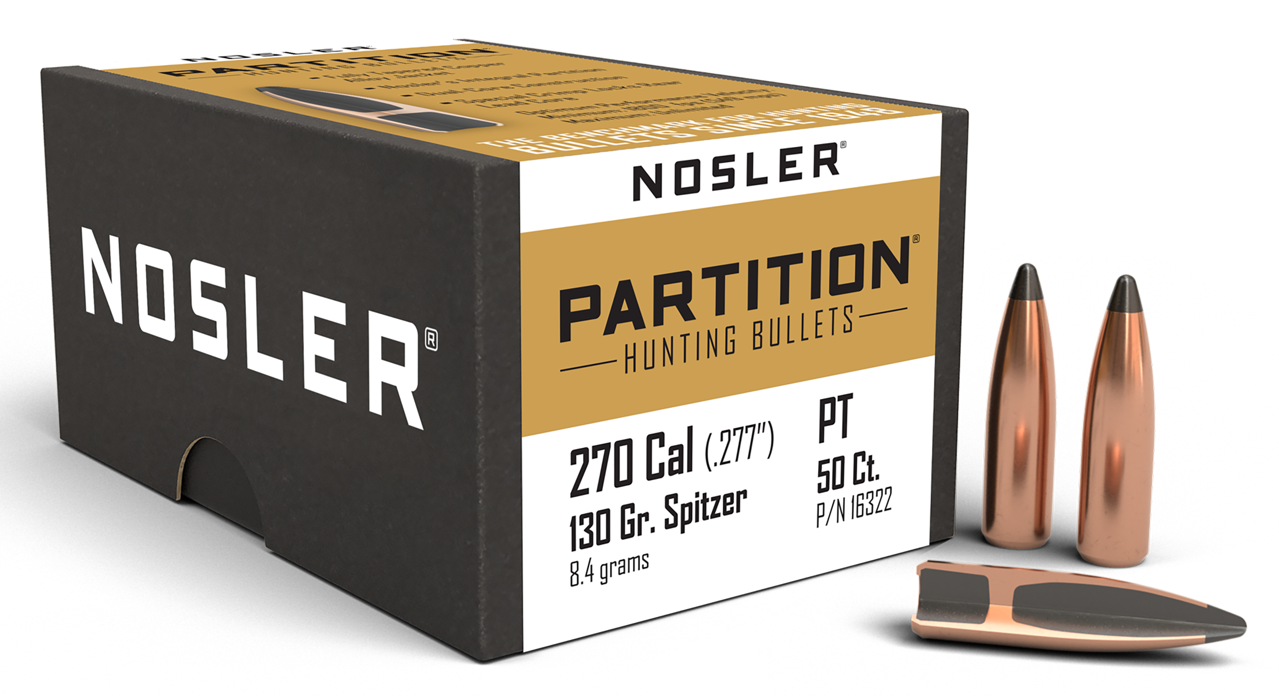 Nosler 16322 Partition  270Win 130gr Partition Spitzer 50/Box