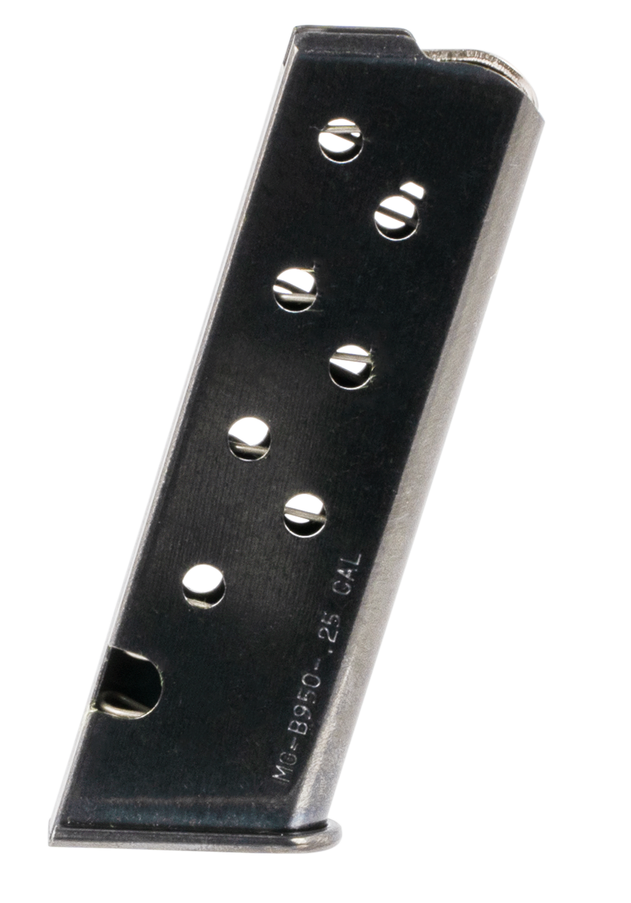 Mec-Gar MGPB95008 Beretta 8rd 25 ACP Fits Beretta 950 Jetfire, Blued Carbon Steel
