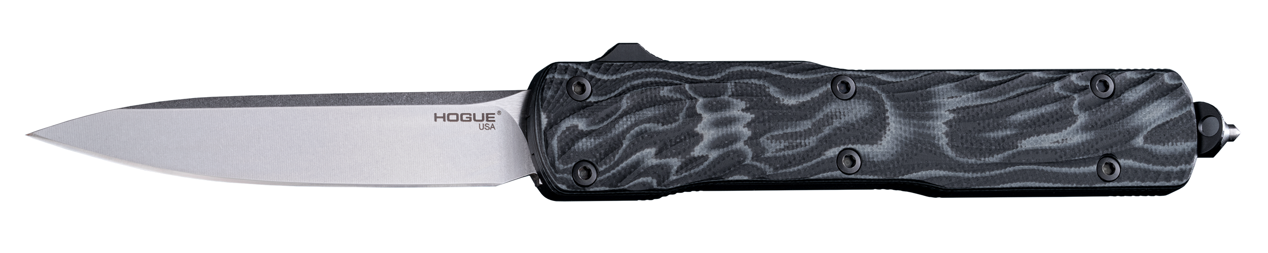 Hogue 34879 Counterstrike  3.35" OTF Drop Point Plain Stone Tumbled CPM 20V SS Blade, G-Mascus Black Aluminum/G10 Handle