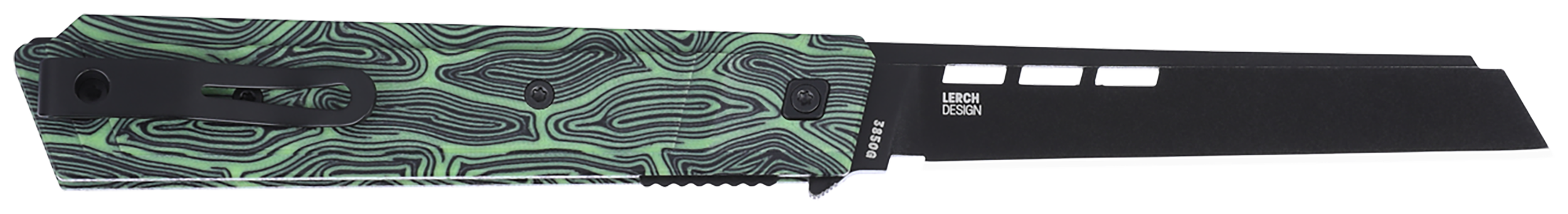 CRKT 3850G Zephyr EDC 3.22" Folding Sheepsfoot Plain Black TiNi 14C28N Steel Blade, Marbled Black/Green G10 Handle