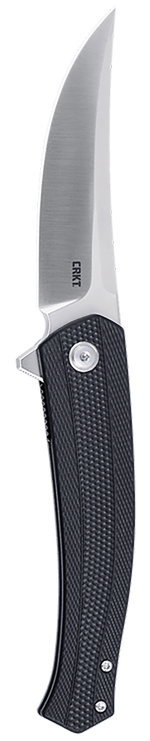 CRKT 7060 Persian EDC 3.44" Folding Trailing Point Plain Satin D2 Steel Blade, Black Textured GRN Handle