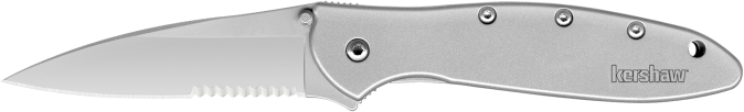 Kershaw 1660ST Leek  3" Folding Drop Point Part Serrated Bead Blasted 14C28N Steel Blade Bead Blasted 410 Stainless Steel Handle Includes Pocket Clip