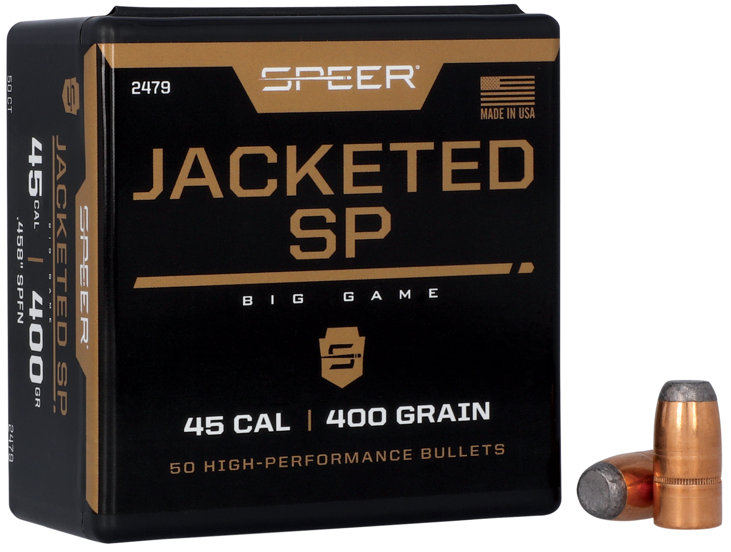 Speer 2479 Hot-Cor  45Cal 400gr Soft Point Flat Nose 50 Per Box/5 Case