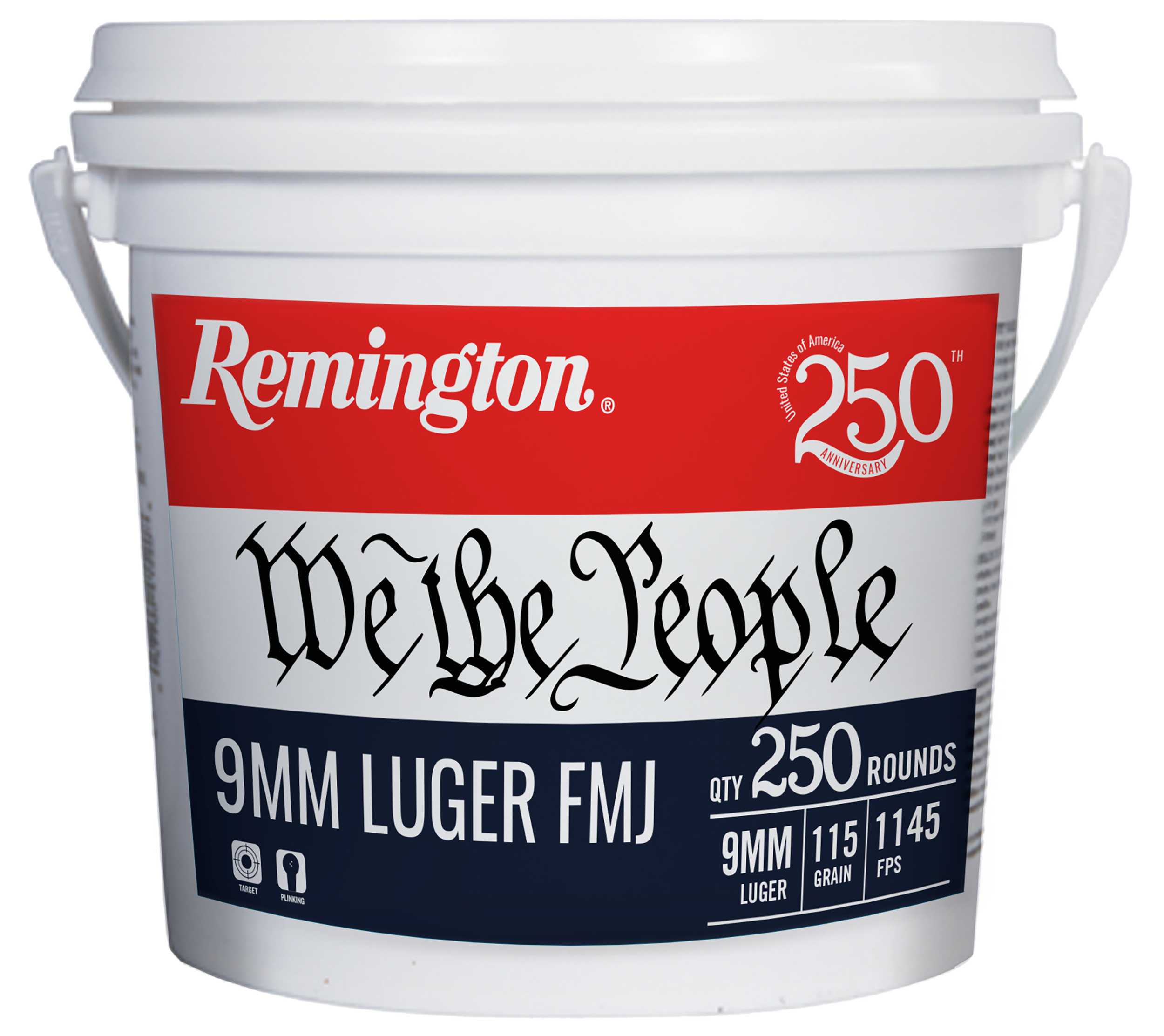 Remington Ammunition 21385   9mmLuger 115gr Full Metal Jacket 250 Per Box/4 Case