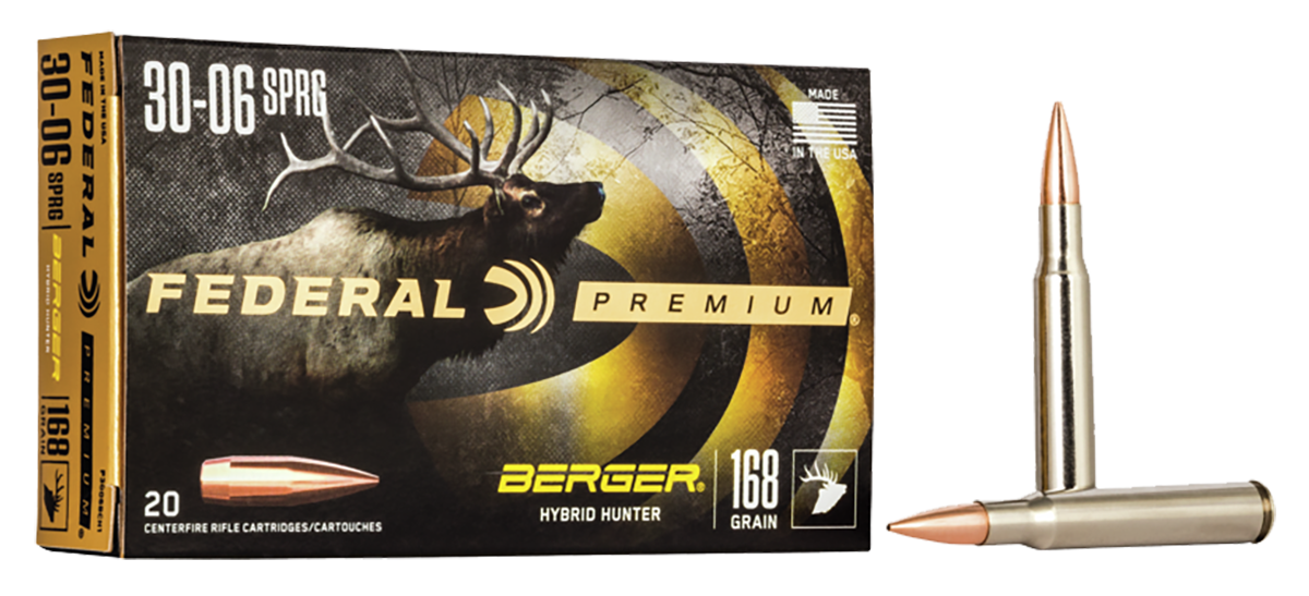Federal P3006BCH1 Premium  30-06Springfield 168gr Berger Hybrid Hunter 20 Per Box/10 Case