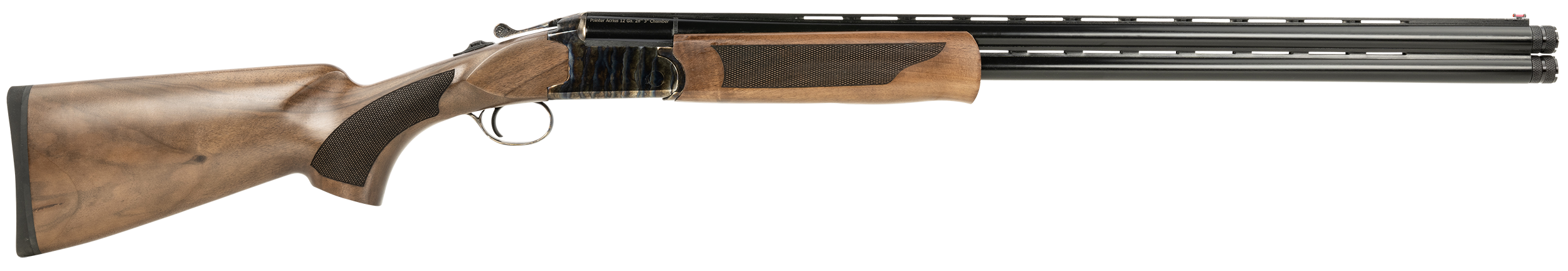 Pointer KAR41028HT Acrius  Full Size 410 Gauge Break Open 3" 2rd 28" Black Over/Under Vent Rib Barrel, Color Case Hardened Steel Receiver, Fixed Turkish Walnut Stock, Ambidextrous