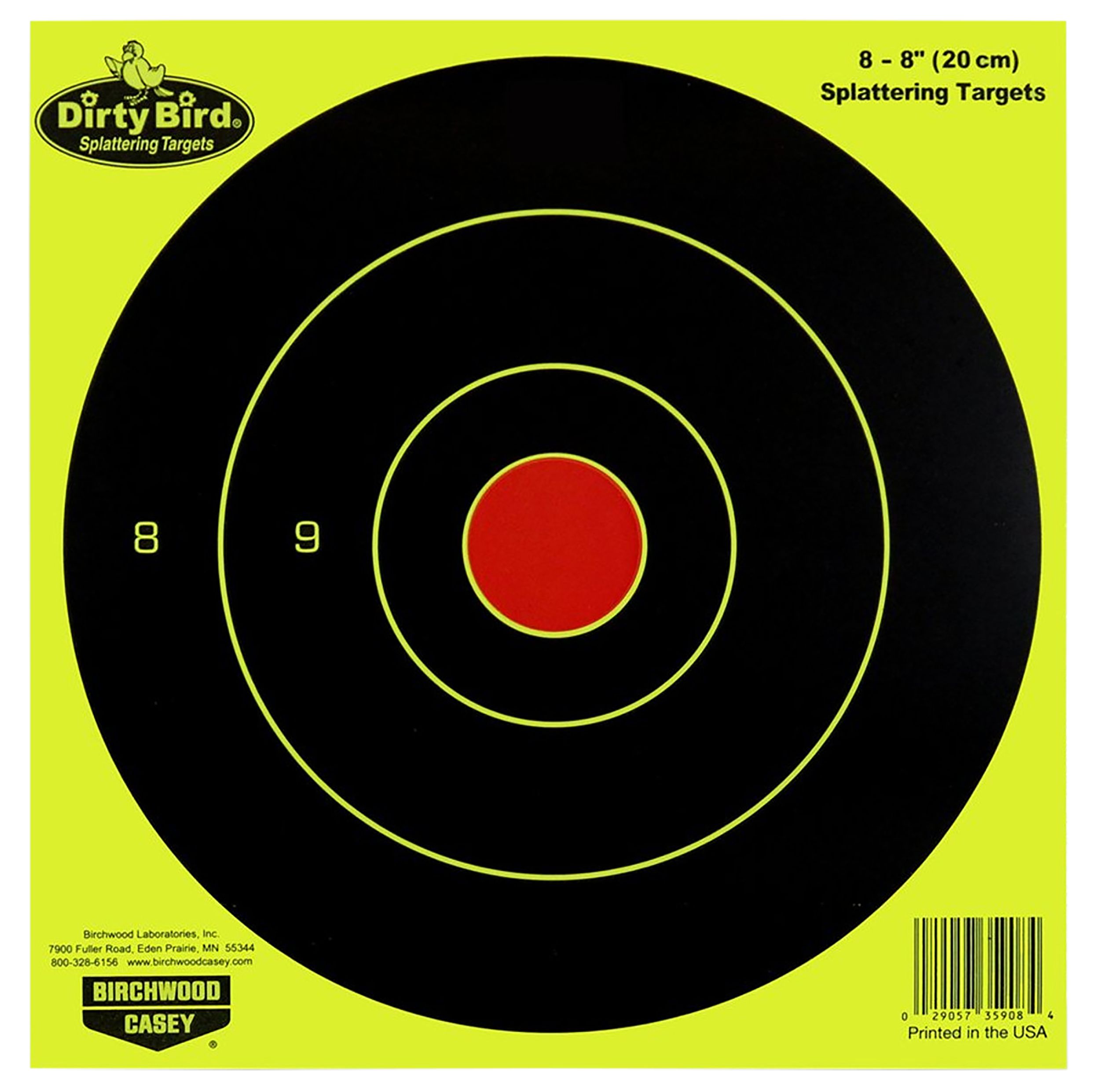 Birchwood Casey 35950 Dirty Bird Bullseye Paper Hanging Pistol/Rifle Black/Yellow 50 Per Pkg