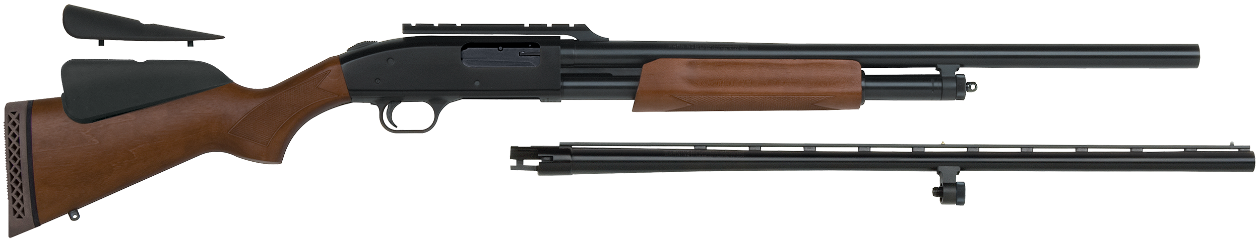 Mossberg 54243 500 Combo 12 Gauge 5+1 3" Blued 28" Vent Rib/24" Slugster  Barrel w/Cantilever Scope Mount, Blued Steel Receiver, Hardwood Dual Comb Stock, Includes Accu-Set Chokes