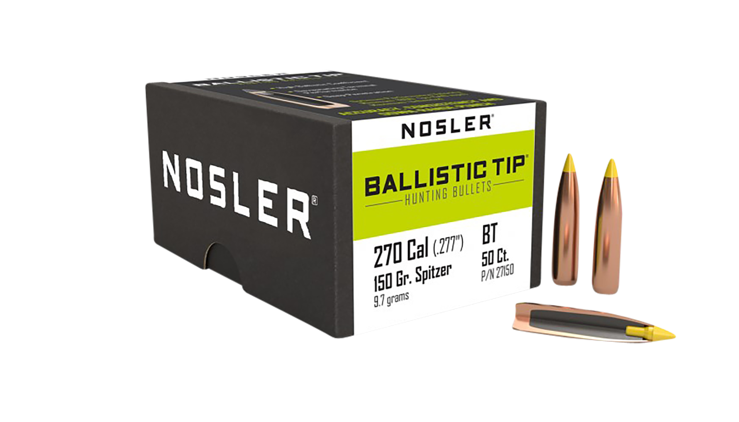 Nosler 27150 Ballistic Tip  270Caliber 150gr Spitzer 50/Box