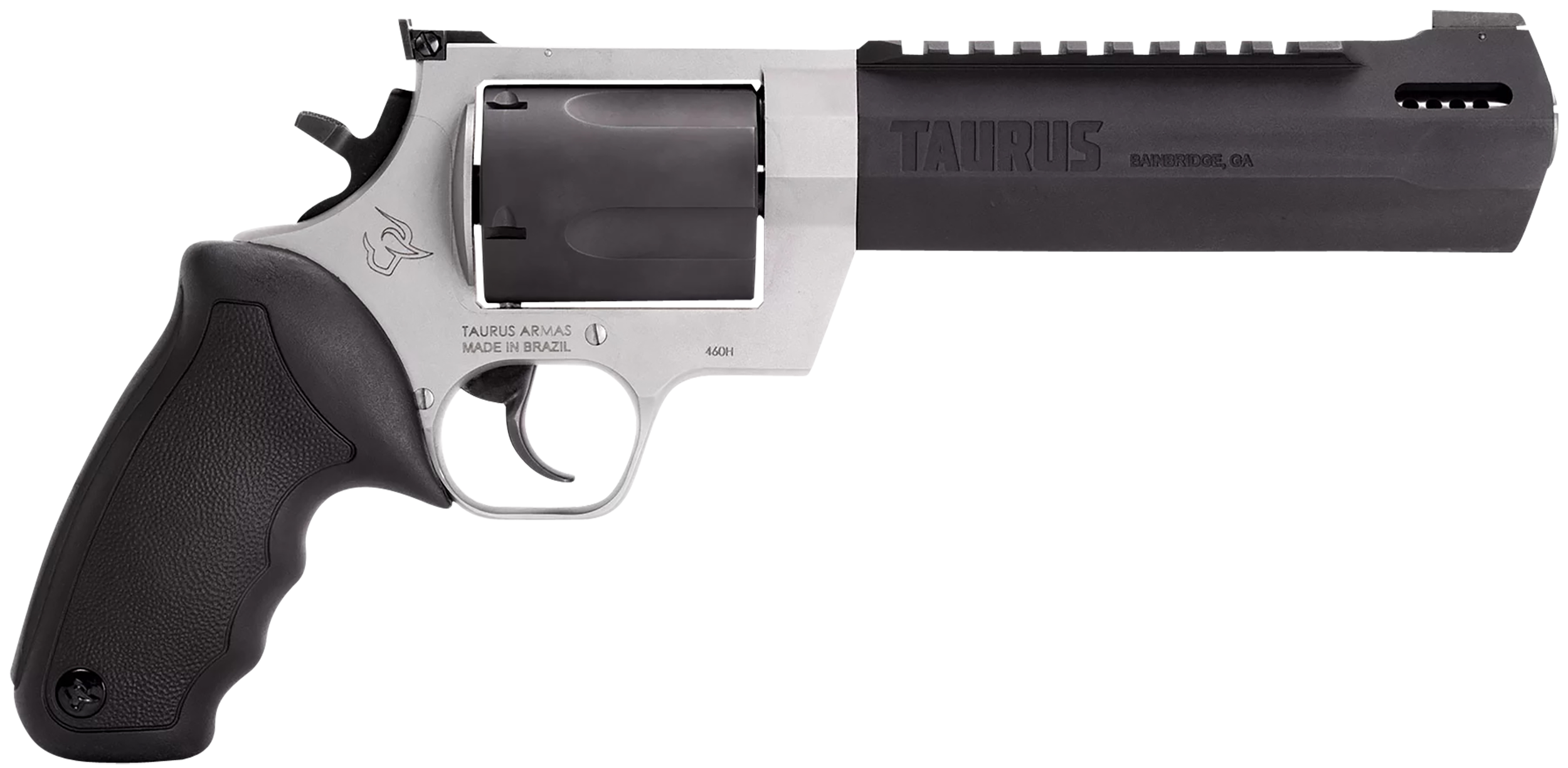 Taurus 2460065RH Raging Hunter 460 S&W Mag 5rd 6.75" Matte Black Oxide Barrel & Cylinder Matte Stainless Steel Frame Black Rubber with Integrated Cushion Insert Grip