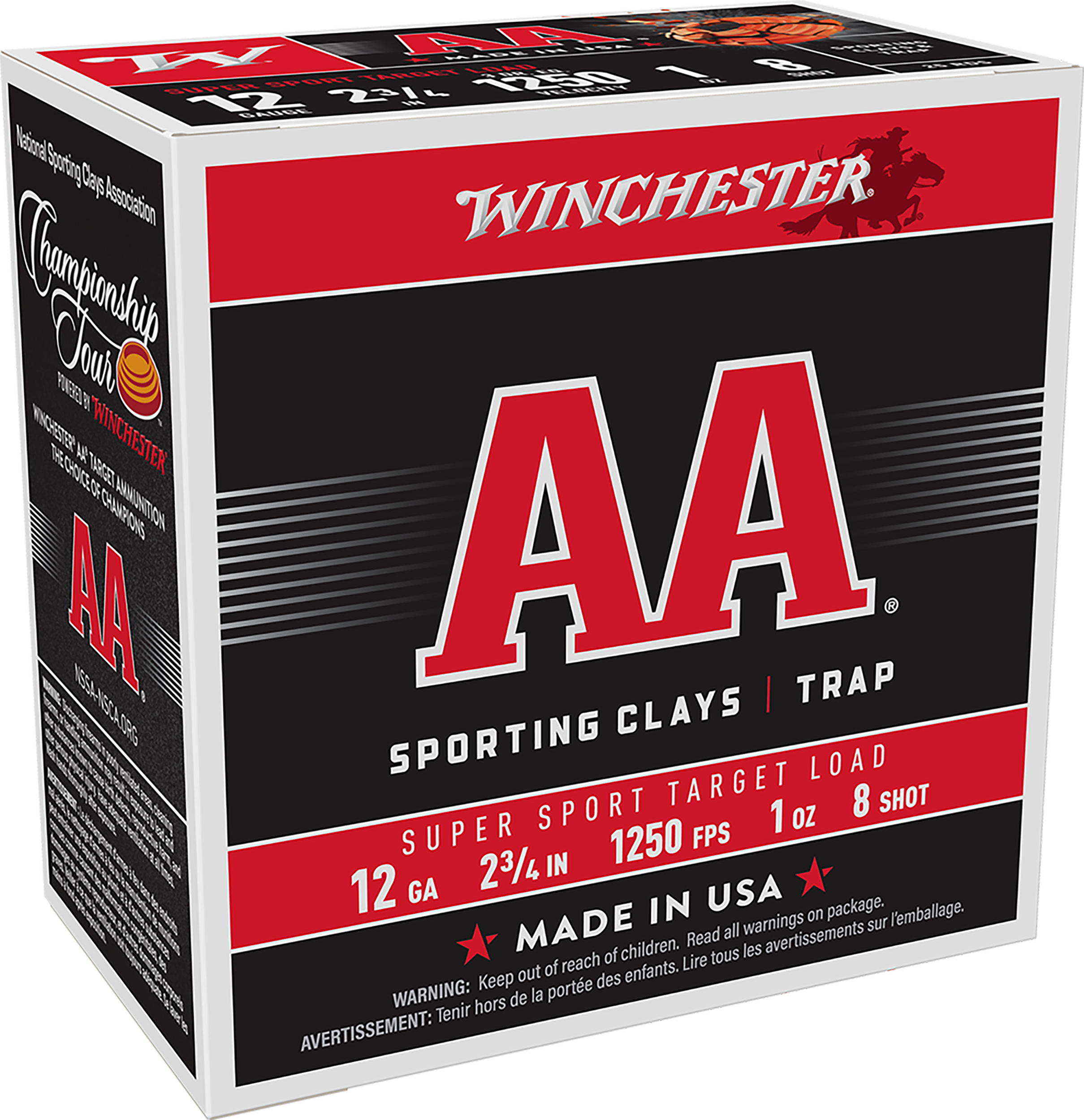 Winchester Ammo AASC12508 AA Sporting Clay 12Gauge 2.75" 1oz 8Shot 25 Per Box/10 Case