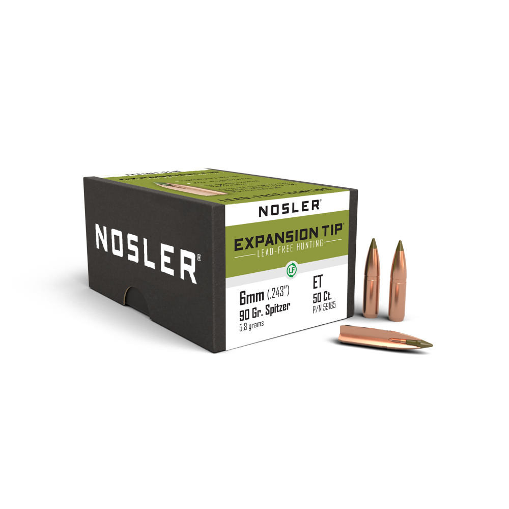 Nosler E-Tip Lead-Free Hunting Rifle Bullets .243/6mm .243" 90 gr SPTZ E-TIP 50/ct