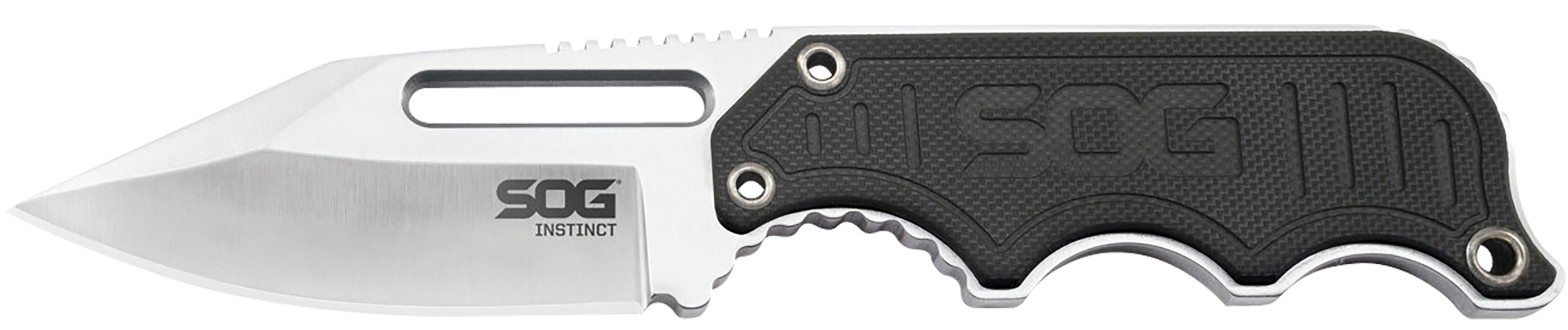 S.O.G SOG-NB1012-C Instinct  2.30" Fixed Clip Point Plain Satin Polished 5Cr15MoV SS Blade Black/Silver G10/SS Handle Includes Sheath