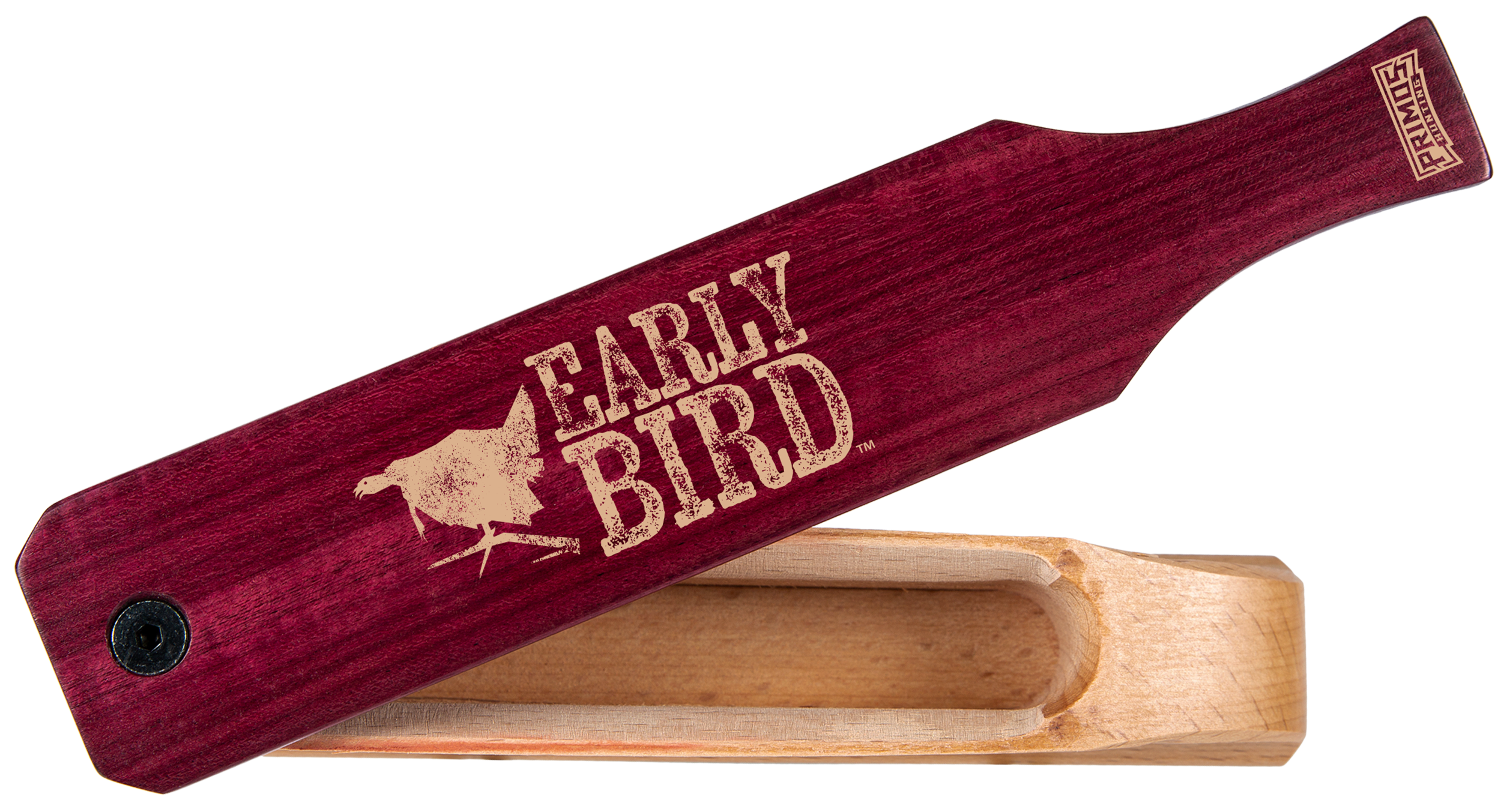 Primos PS2961 Early Bird  Box Call Turkey Hen Sounds Attracts Turkeys Natural Walnut/Purple Heart