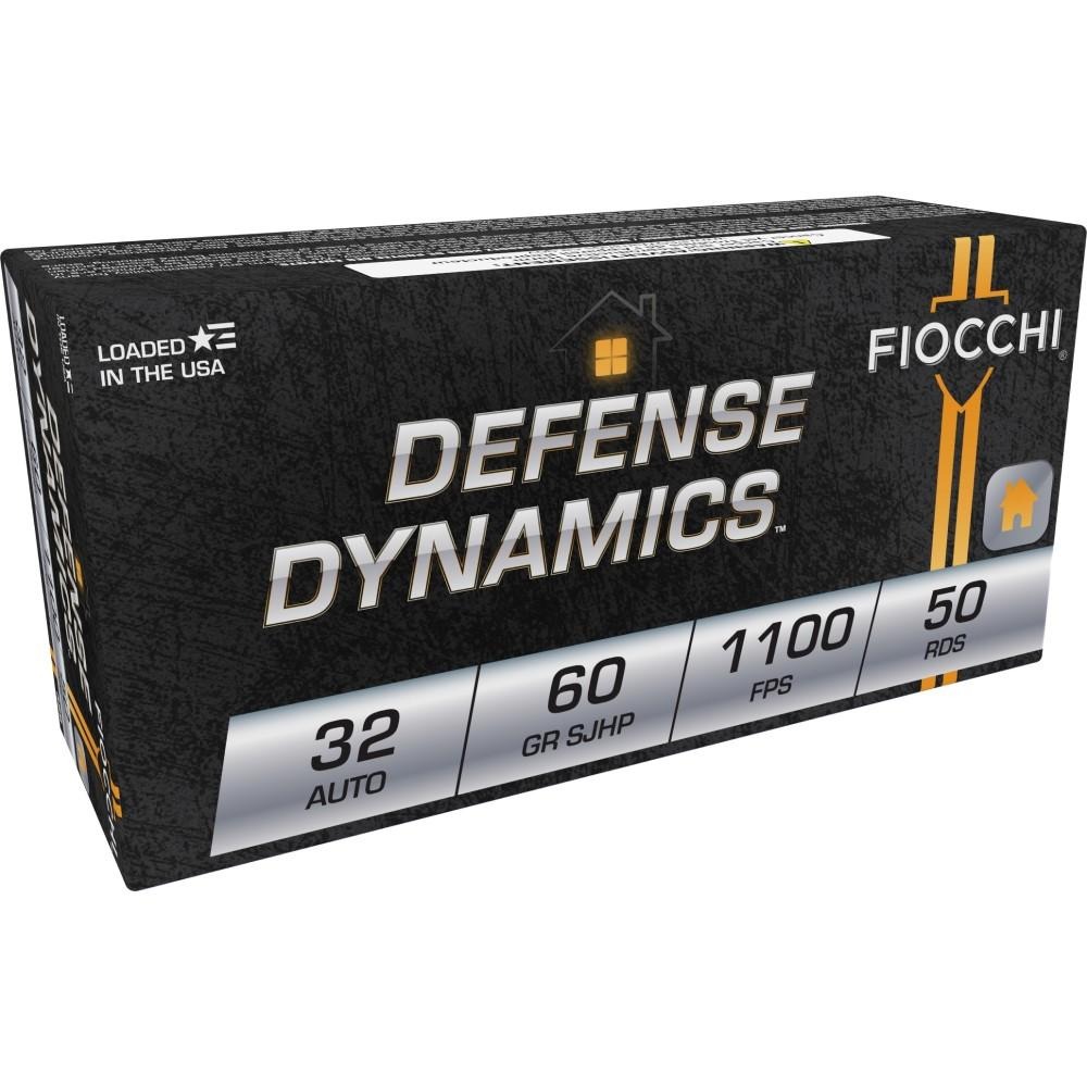 Fiocchi Defense Dynamics Handgun Ammunition .32 ACP 60 gr JHP 1100 fps 50/ct