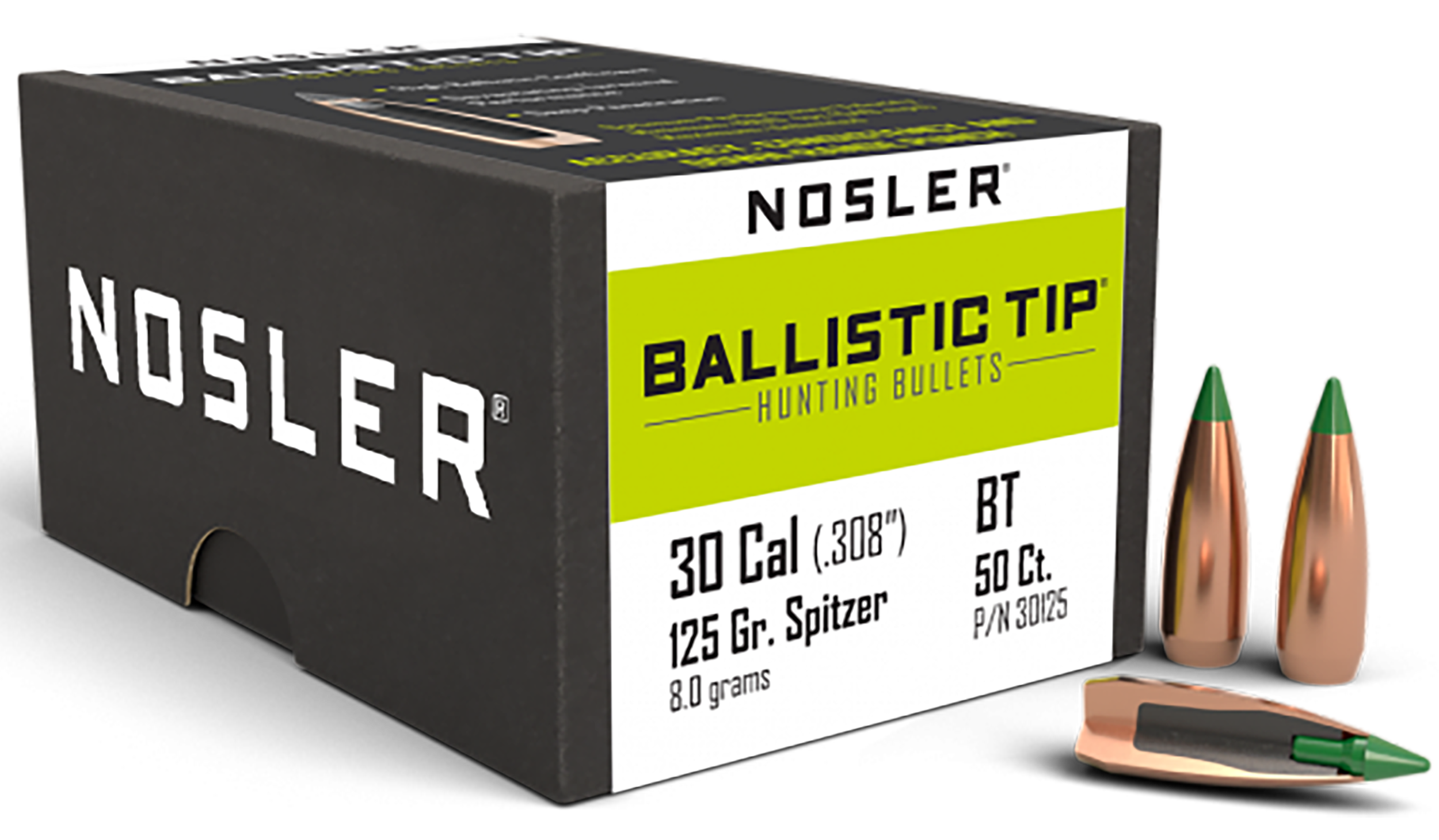 Nosler 30125 Ballistic Tip  30Cal 125gr Spitzer 50/Box