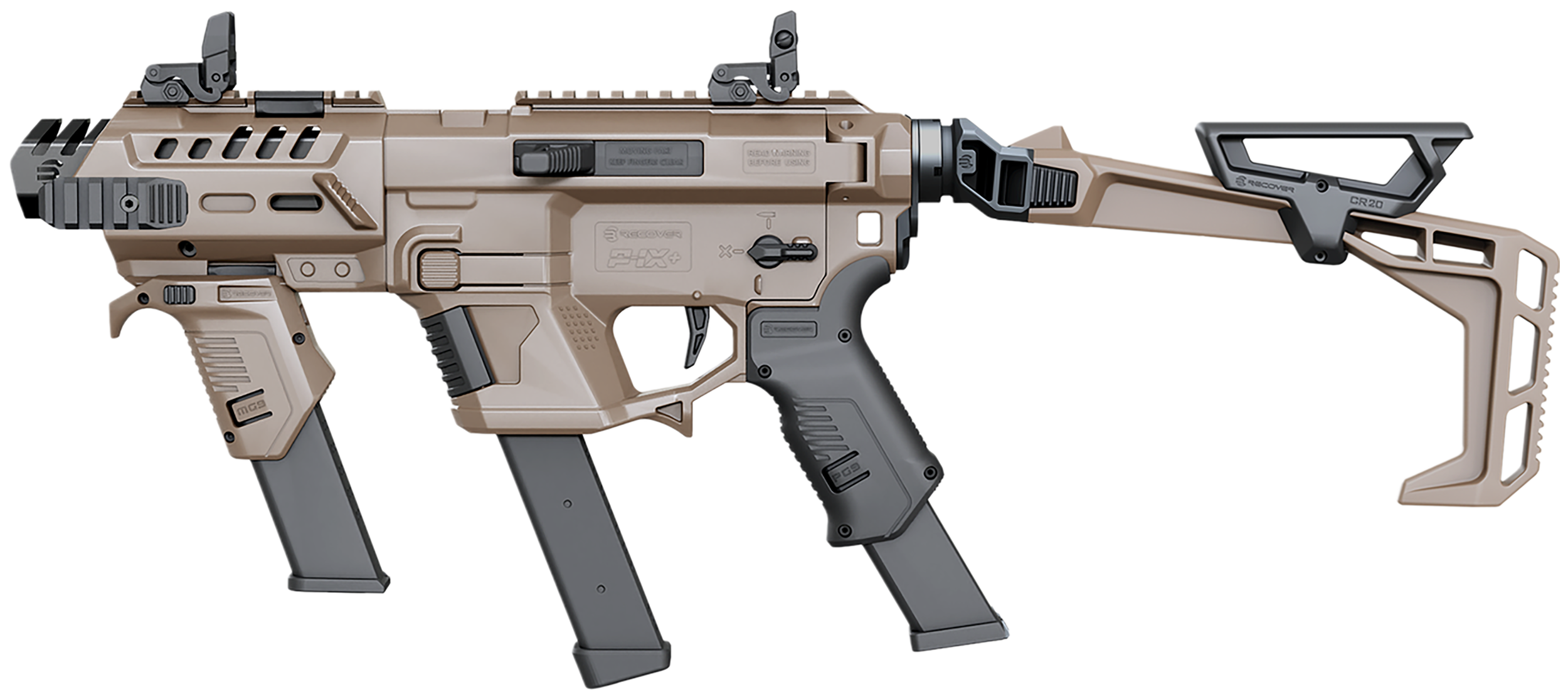 Recover Tactical PIXPMGFST02 P-IX+MG  PG9 SR20 Metal Front Guard Folding Stock Tan