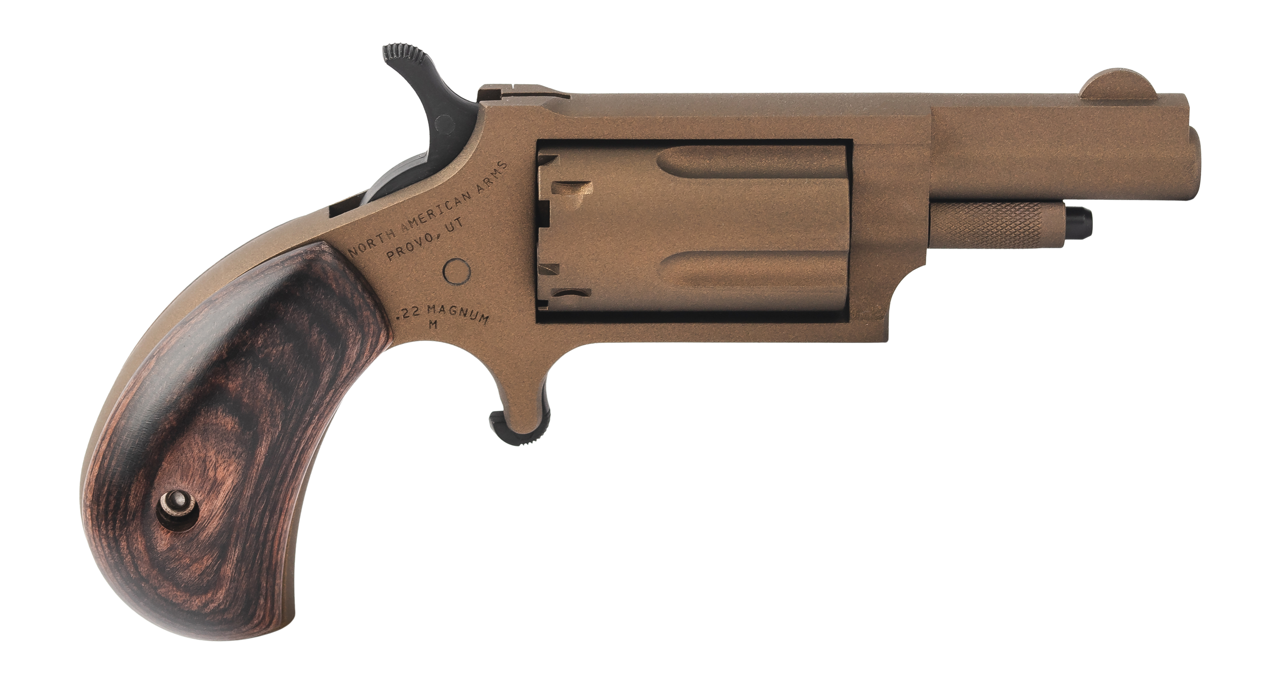 North American Arms 22MBB Bootlegger  22 Mag 5 Shot 1.63" Burnt Bronze Narrel, Cylinder & Steel Frame, Dark Walnut Birds Head Grip, Exposed Hammer
